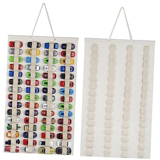 Hanging Storage Organizer for Toy Cars Felt Display Case Hold Up Medium-Cream