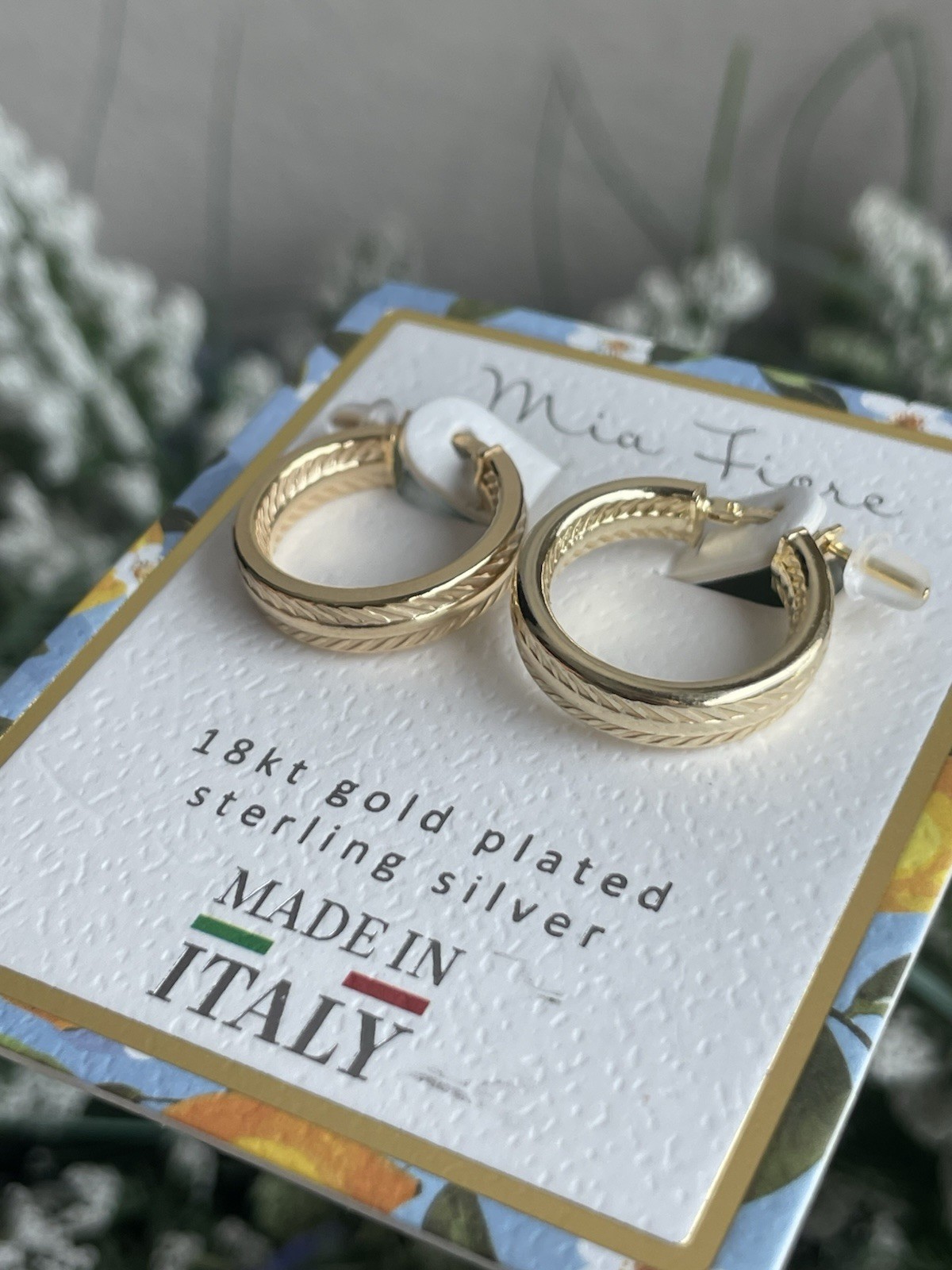 Mia Fiore 18kt Gold Plated Sterling Silver 2cm Hoop Earrings New Made In Italy