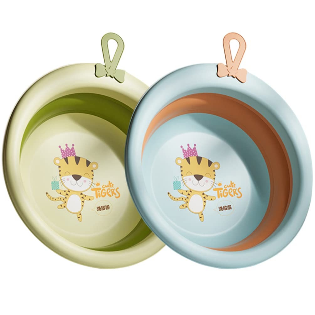 Baby Folding Washbasin 2Pcs Lightweight Collapsible Infant Face Bathtub Porta...