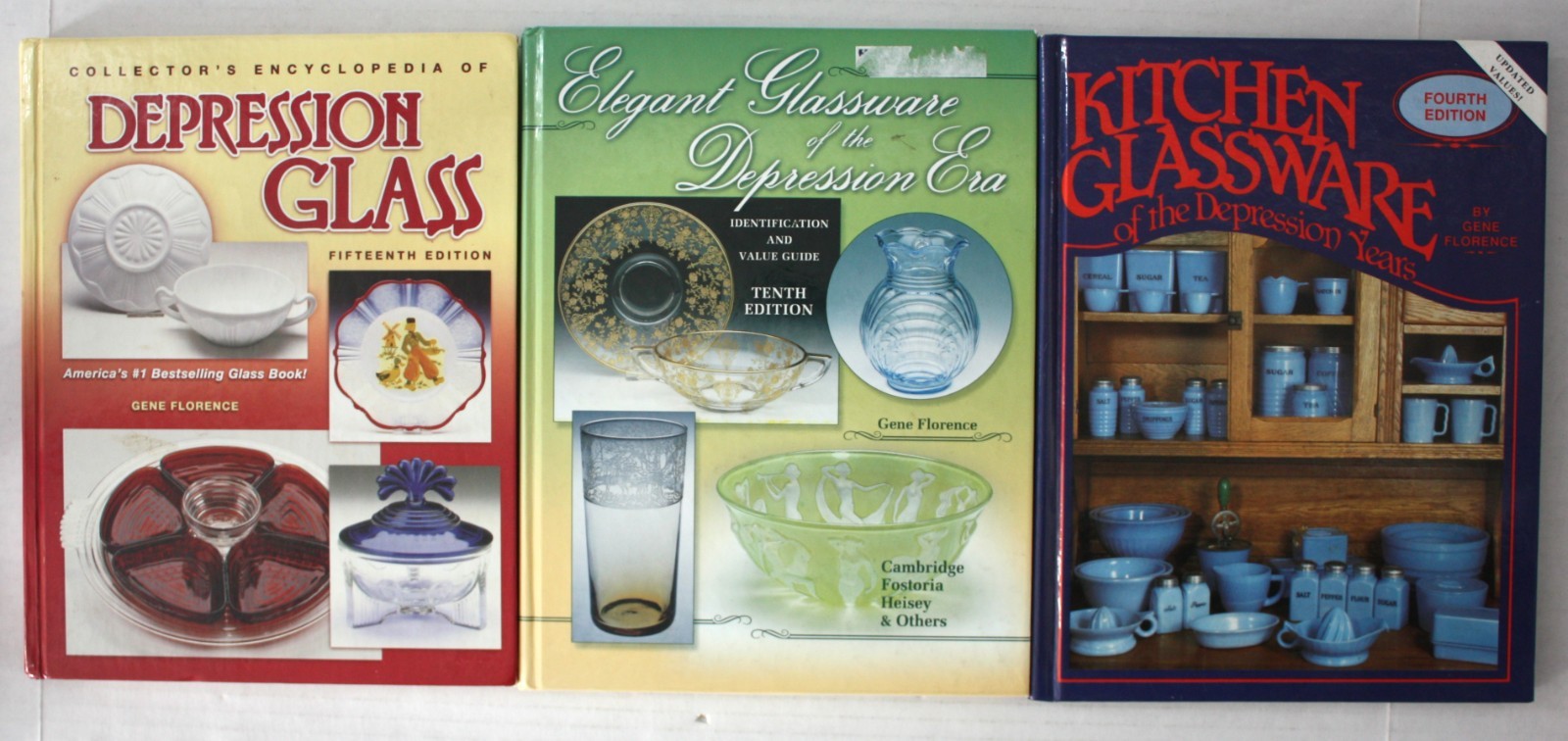 Lot of 3 Depression Glassware Identification & Value Guide By Gene Florence
