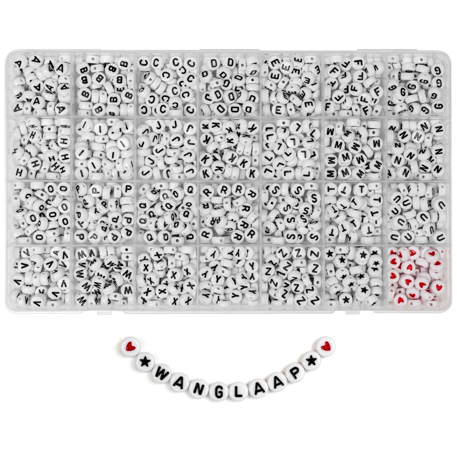 WangLaap 1450Pcs Letter Beads, Acrylic 4x7mm Round Beads 4x7mm, White 