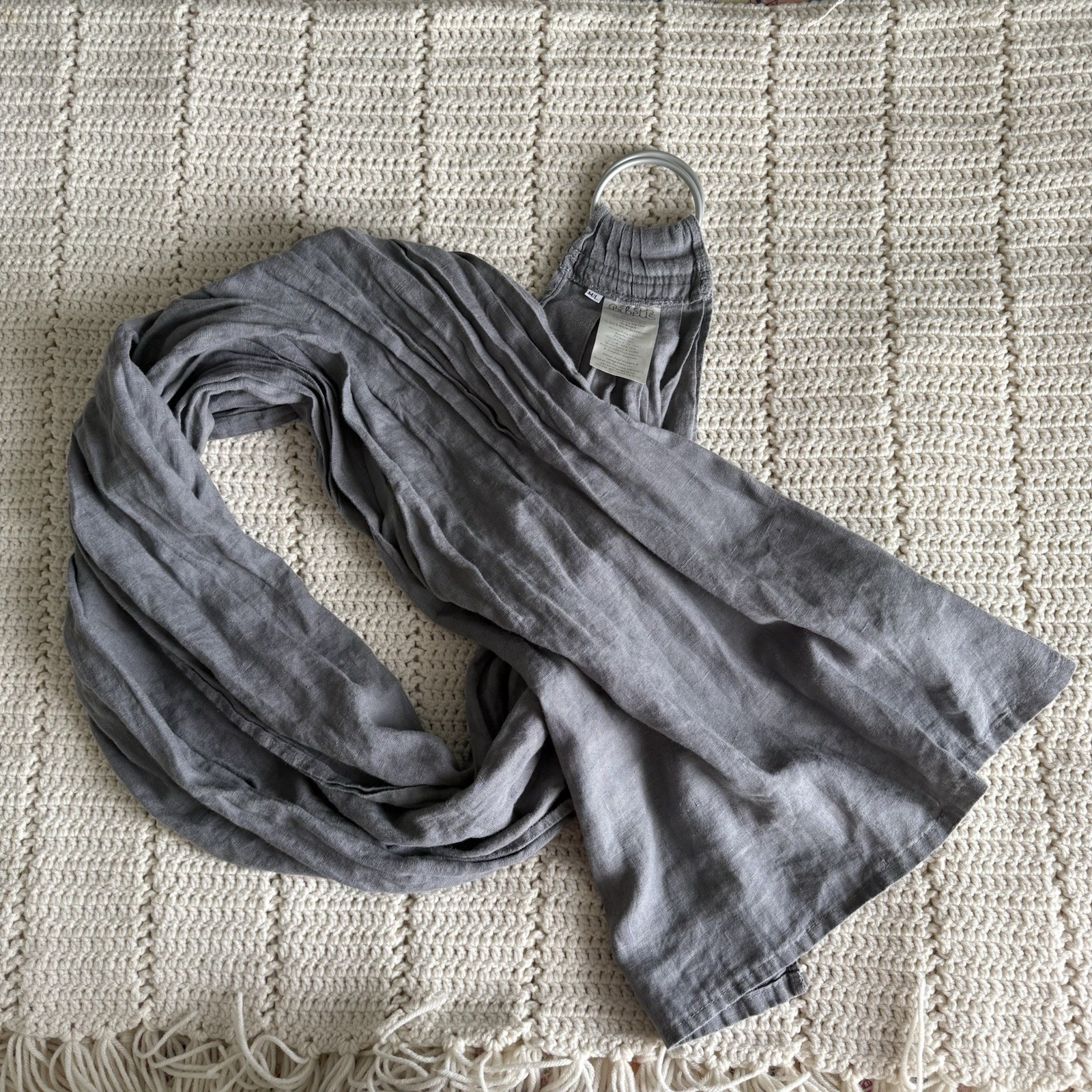 Bibetts 100% Linen Baby Sling Ring Carrier In Gray Size M/L