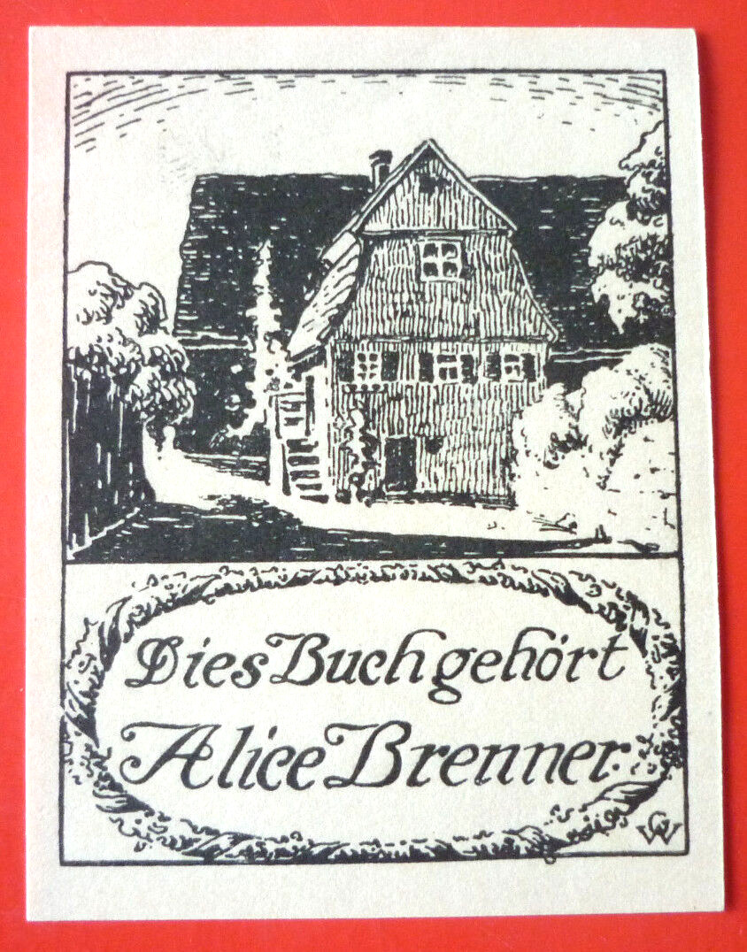 Exlibris, Bookplate "Alice Brenner" House, Building