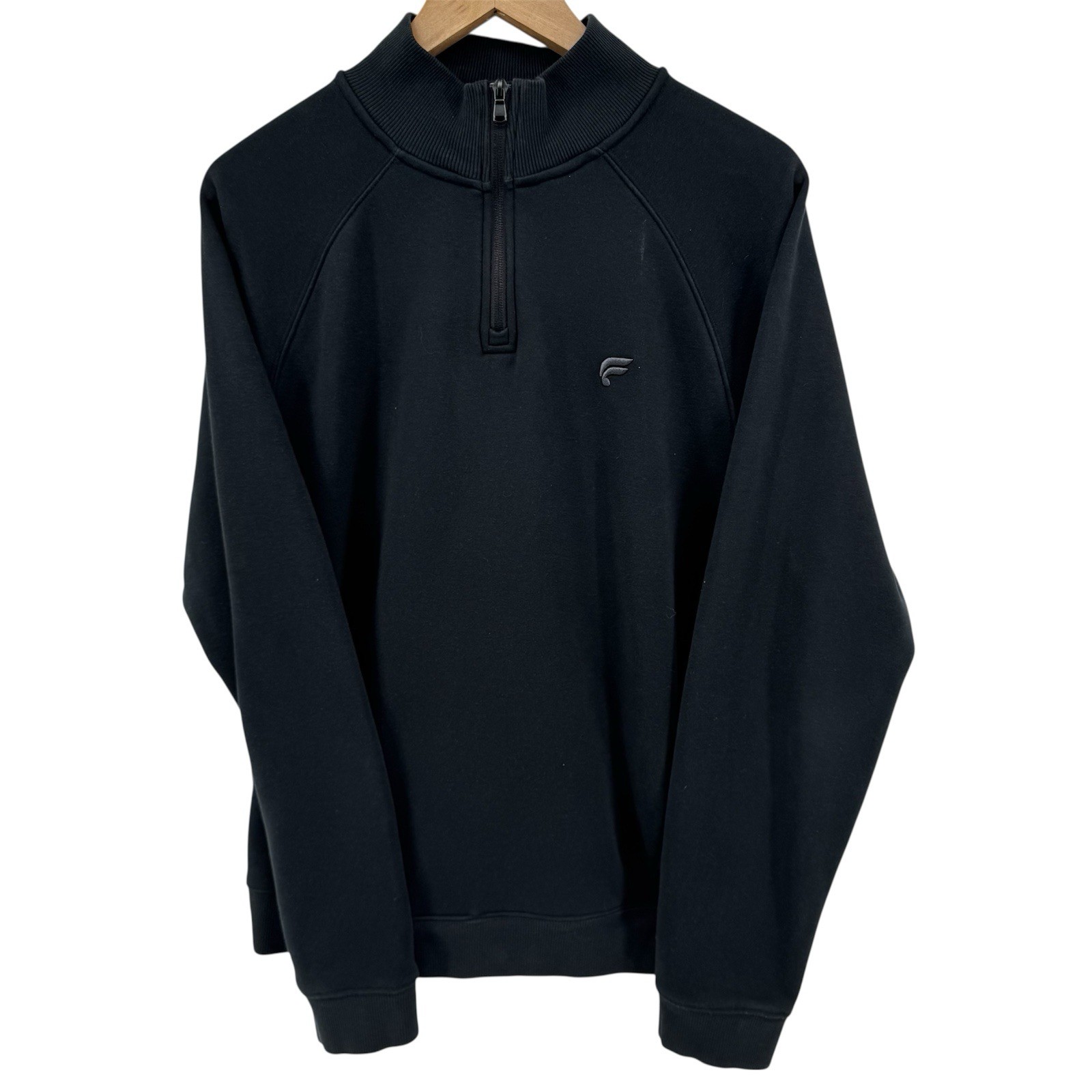 Fabletics Shirt Mens M Black Long Sleeve Quarter Zip Athletic Pullover