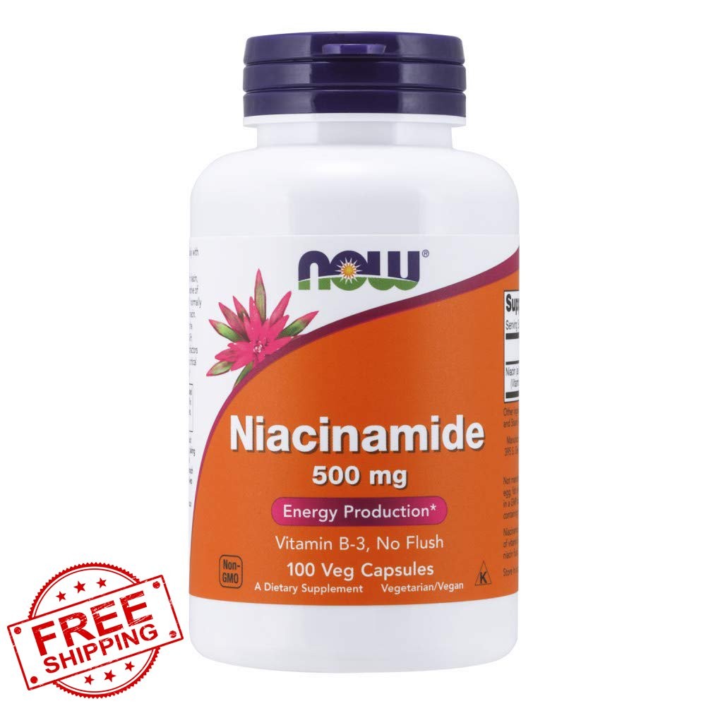 NOW Niacinamide 500mg, 100 Capsules