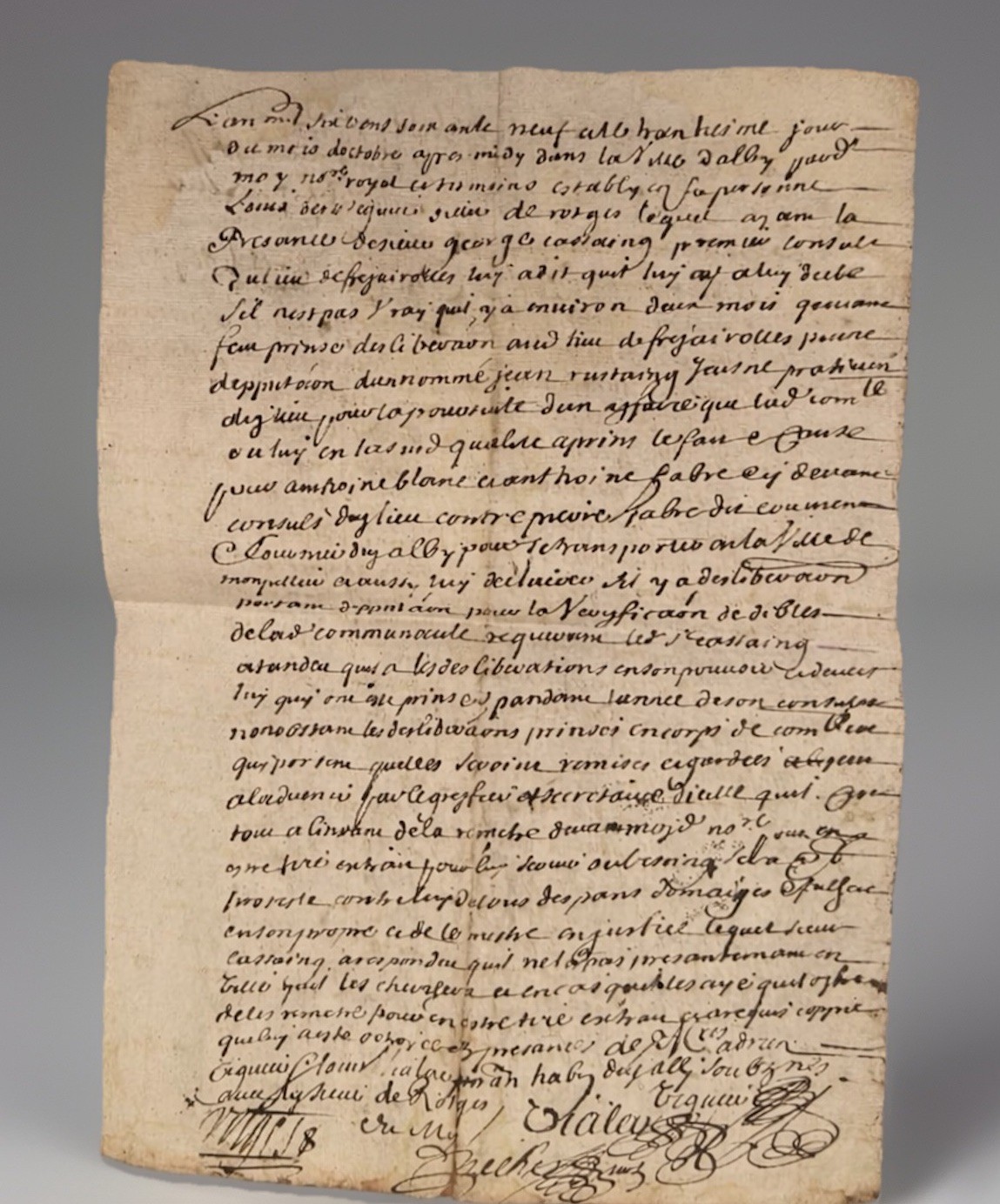 1669 French Manuscript Legal Document Signed Consuls Declaration