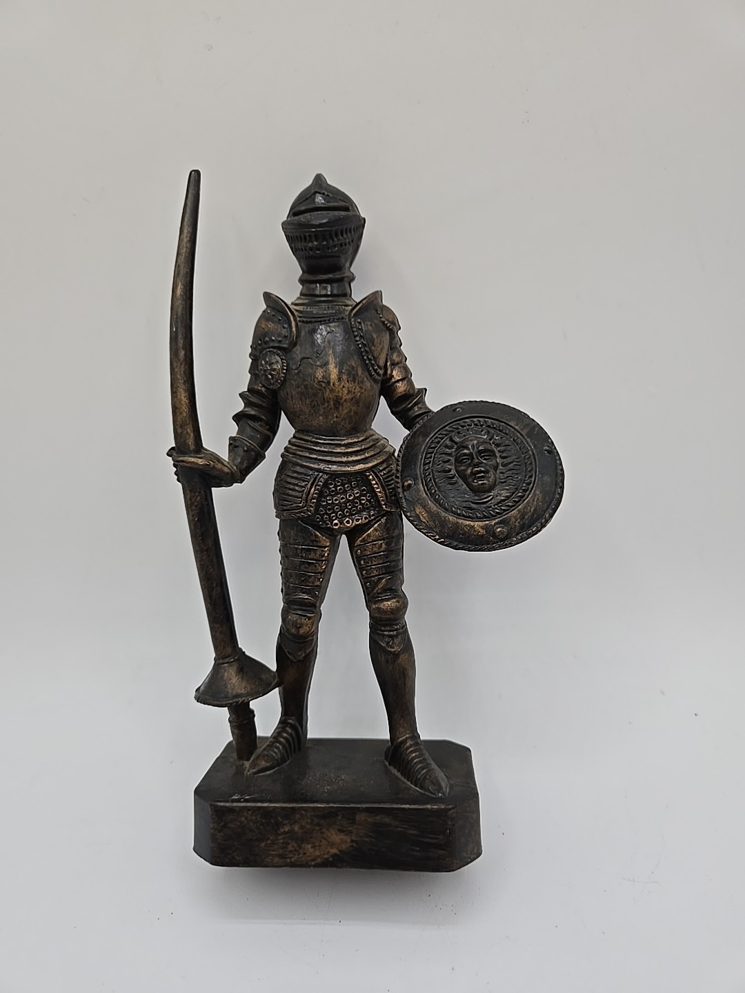 False Brass Statue Of Soldier With Lance And Shield