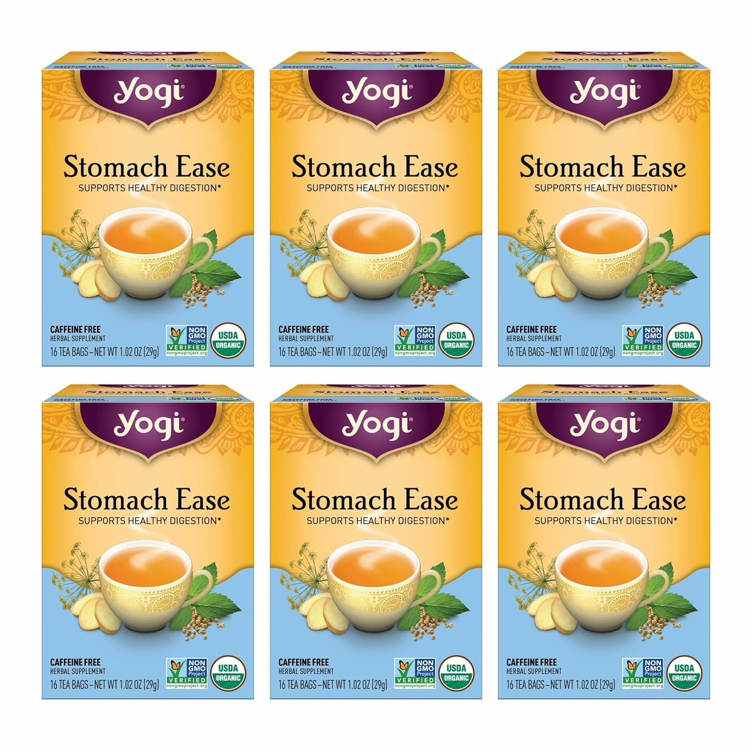 Tea - Stomach Ease (6 Pack) - Supports Healthy Digestion with Peppermint, Licori