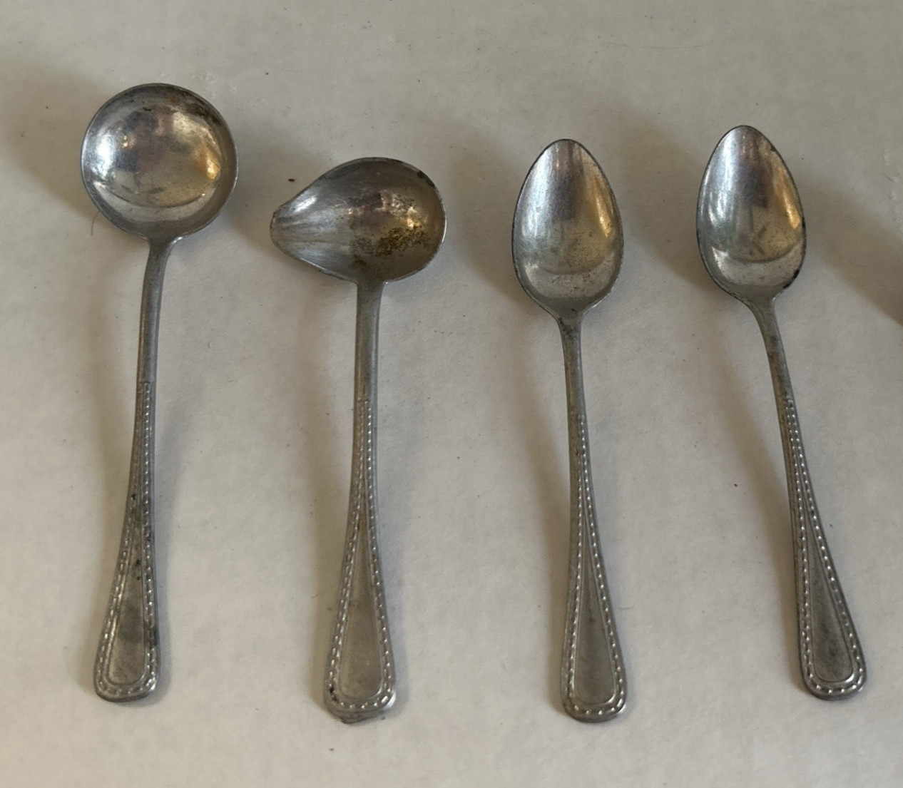 4 Vtg 1940s Dollhouse 2 Spoons 2 Serving Spoons German Aluminum Robbe & Berking