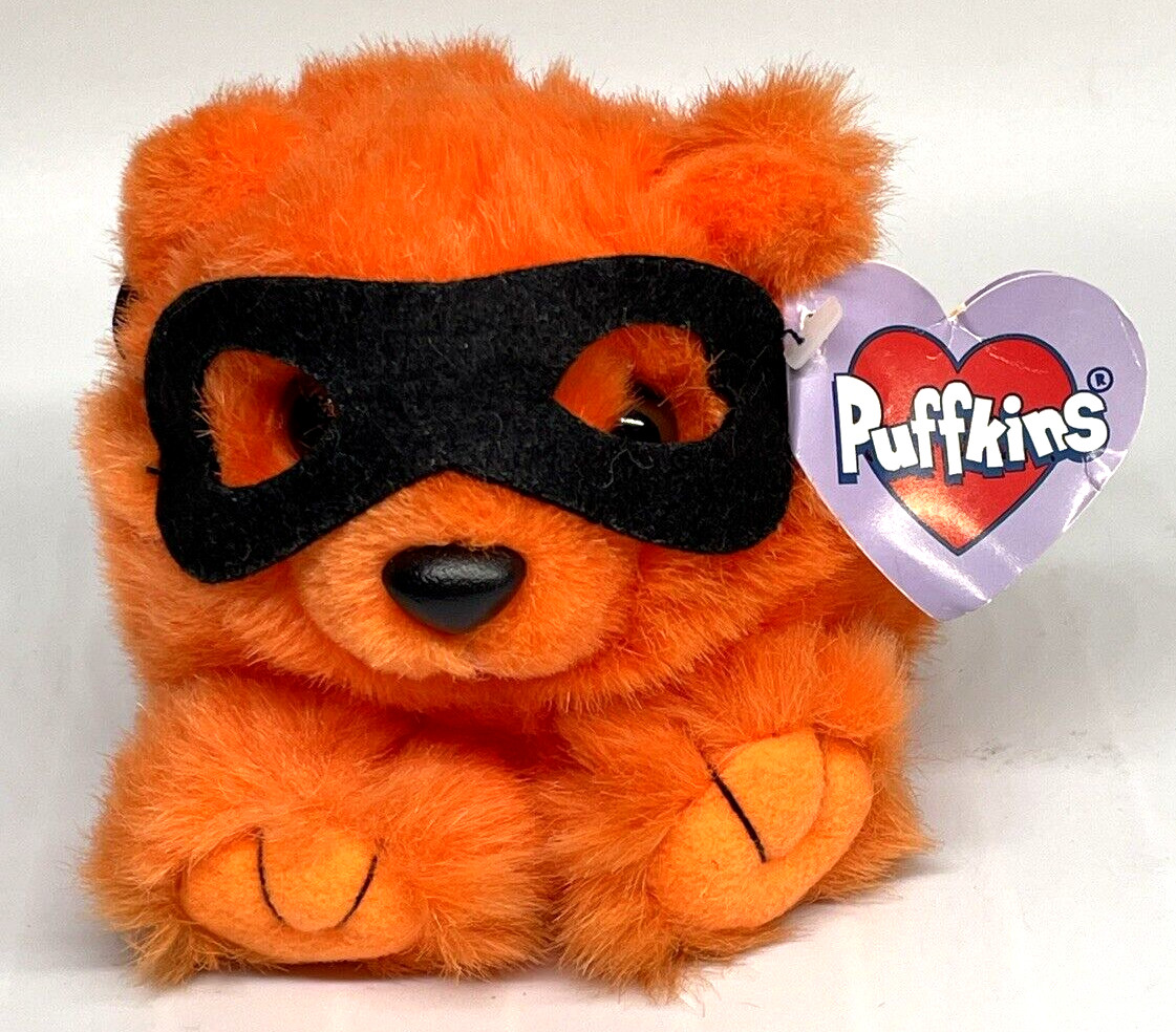 Puffkins Halloween Trick Plush Limited Edition Orange Bear Swibco Vintage 1999