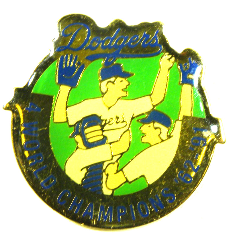 Vintage Los Angeles Dodgers Lapel Pin 4 World Champions MLB Baseball