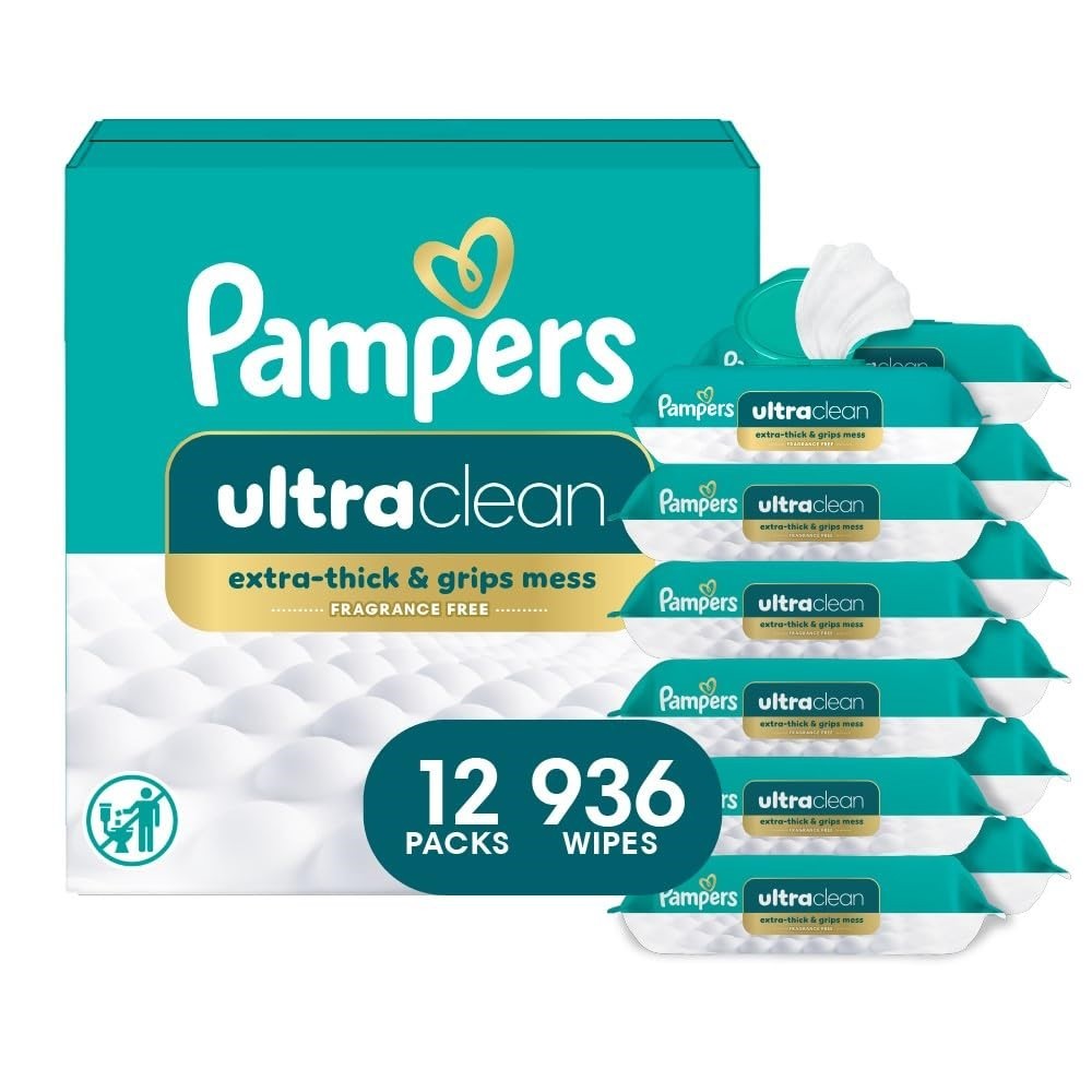 936 Count Pampers Ultra Clean Baby Wipes Unscented, 100% Plant Based NEW