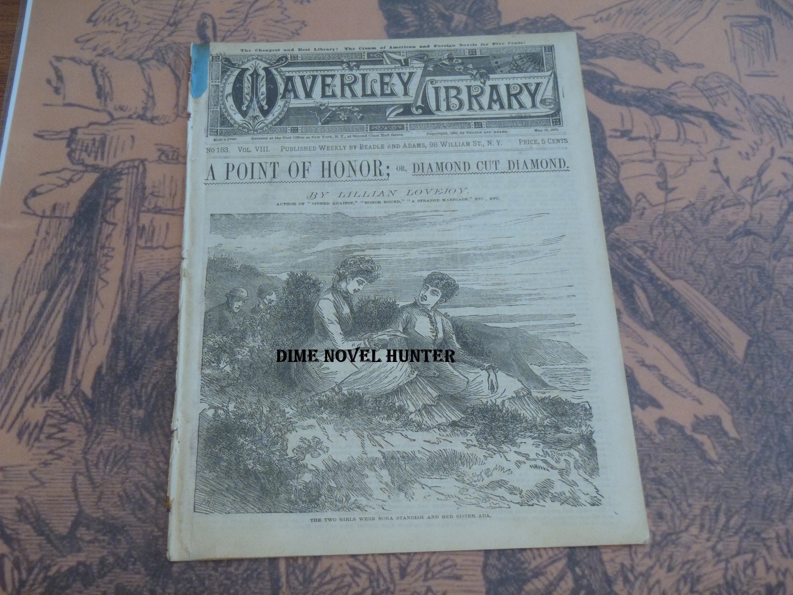 BEADLE & ADAMS WAVERLEY LIBRARY #183 VERY SCARCE FINE DIME NOVEL STORY PAPER