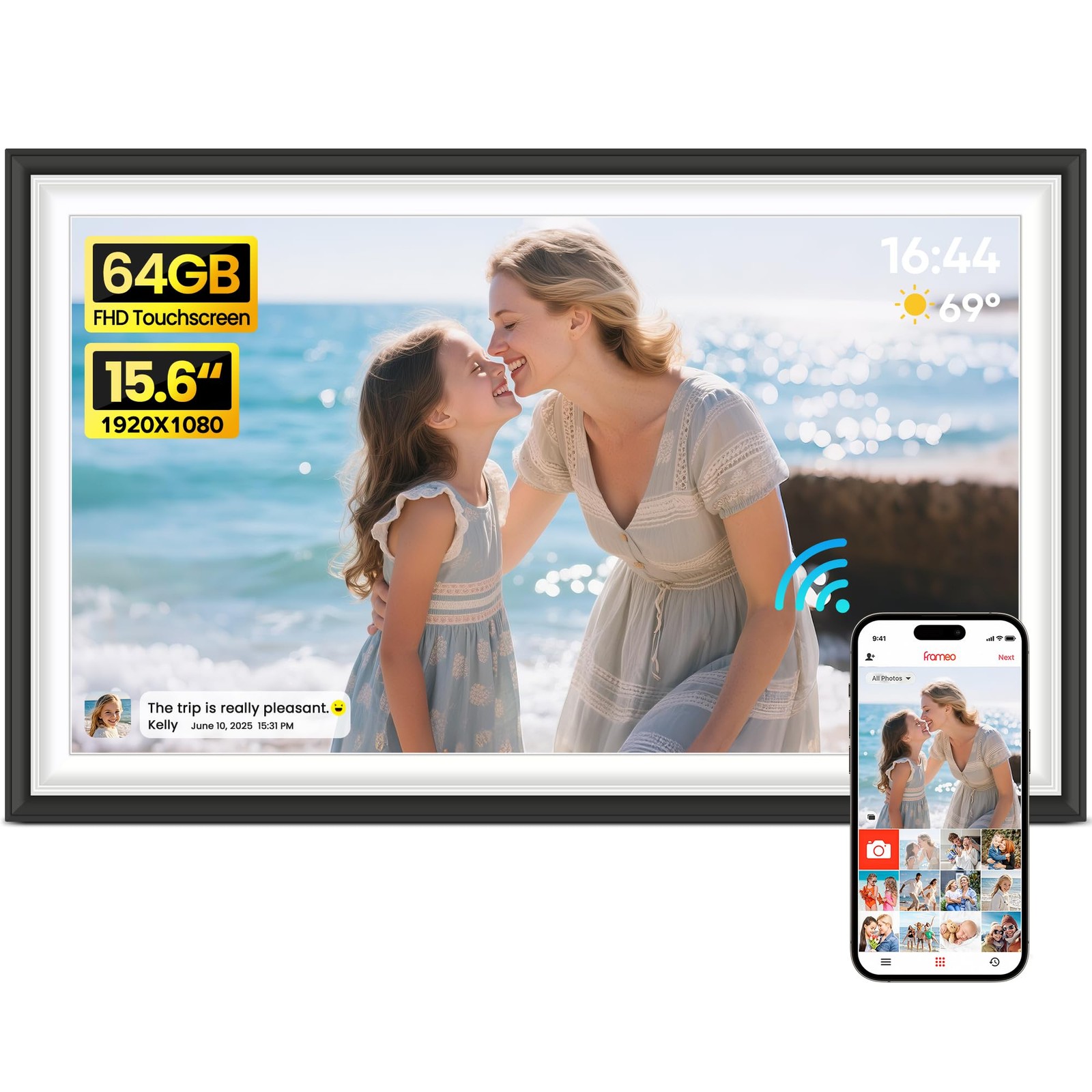 Digital Picture Frame Frameo 15.6" WiFi Electronic Photo Frames Large with 64...