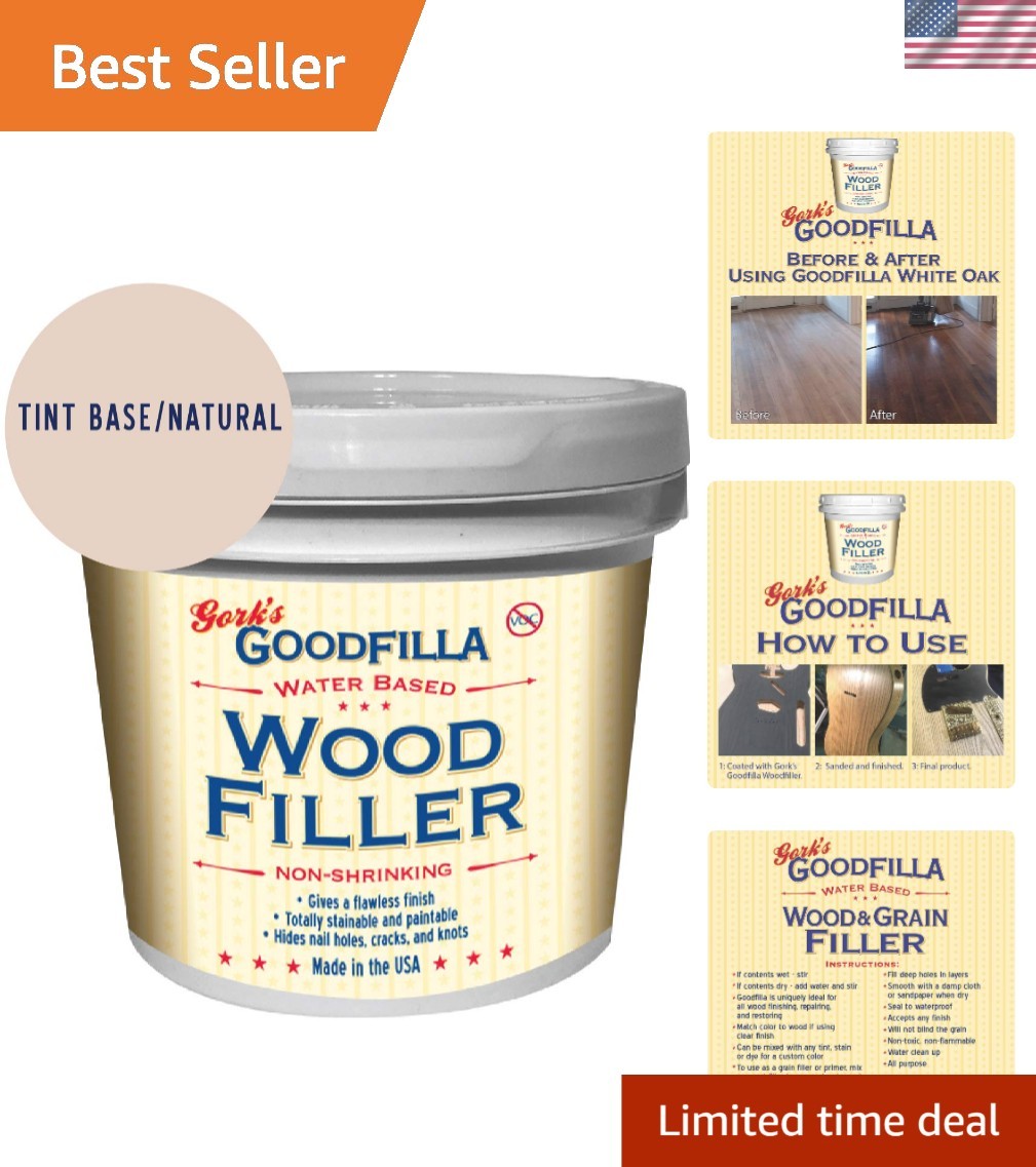 Neutral Base,1 Gallon 13.5lbs Wood and Grain Filler, Stainable, Tintable, San...