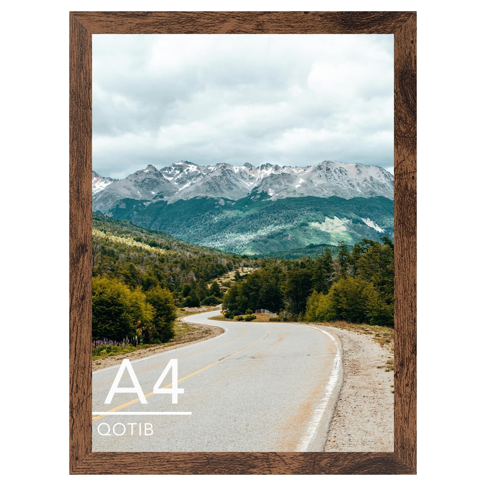 QOTIB A4 Picture Frame 8.3x11.7 inch for Wall inch, Deep Brown 