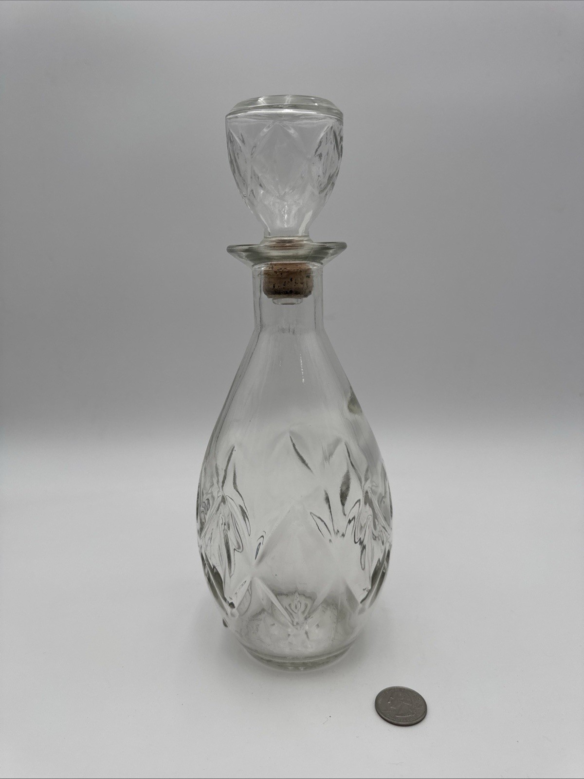 Vintage 1979 Glass Liquor Decanter Bottle with Stopper | Mid Century Barware