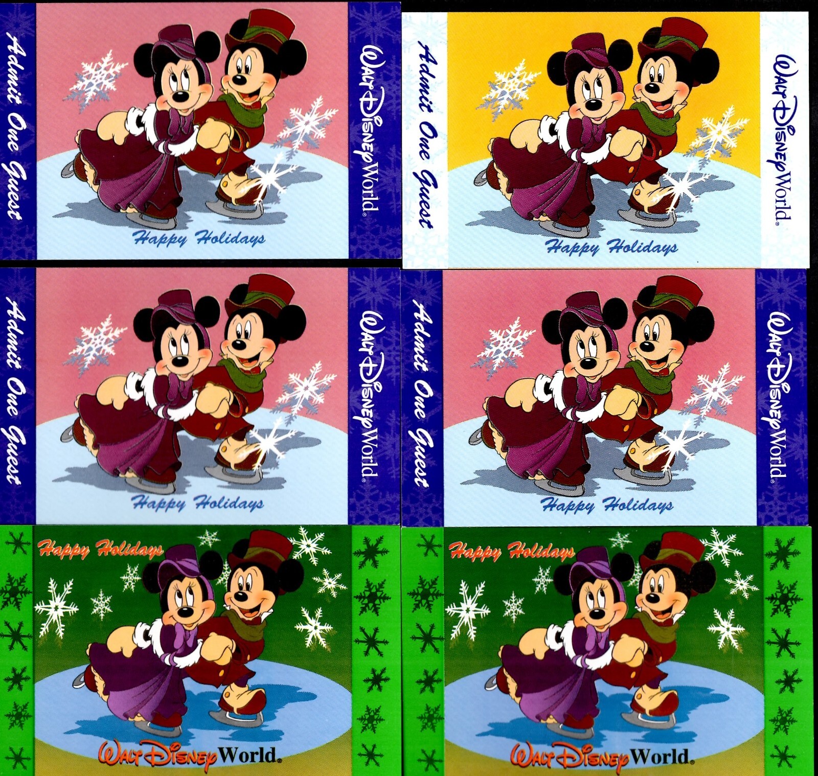 Walt Disney World Cast Member Holiday Used Park Tickets Lot of 6