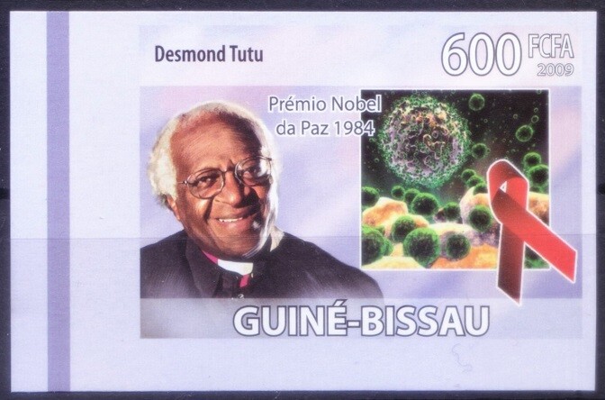 Guinea Bissau 2009 MNH Imperf, Aids, Medicine, Nobel Peace winner Desmond Tutu [