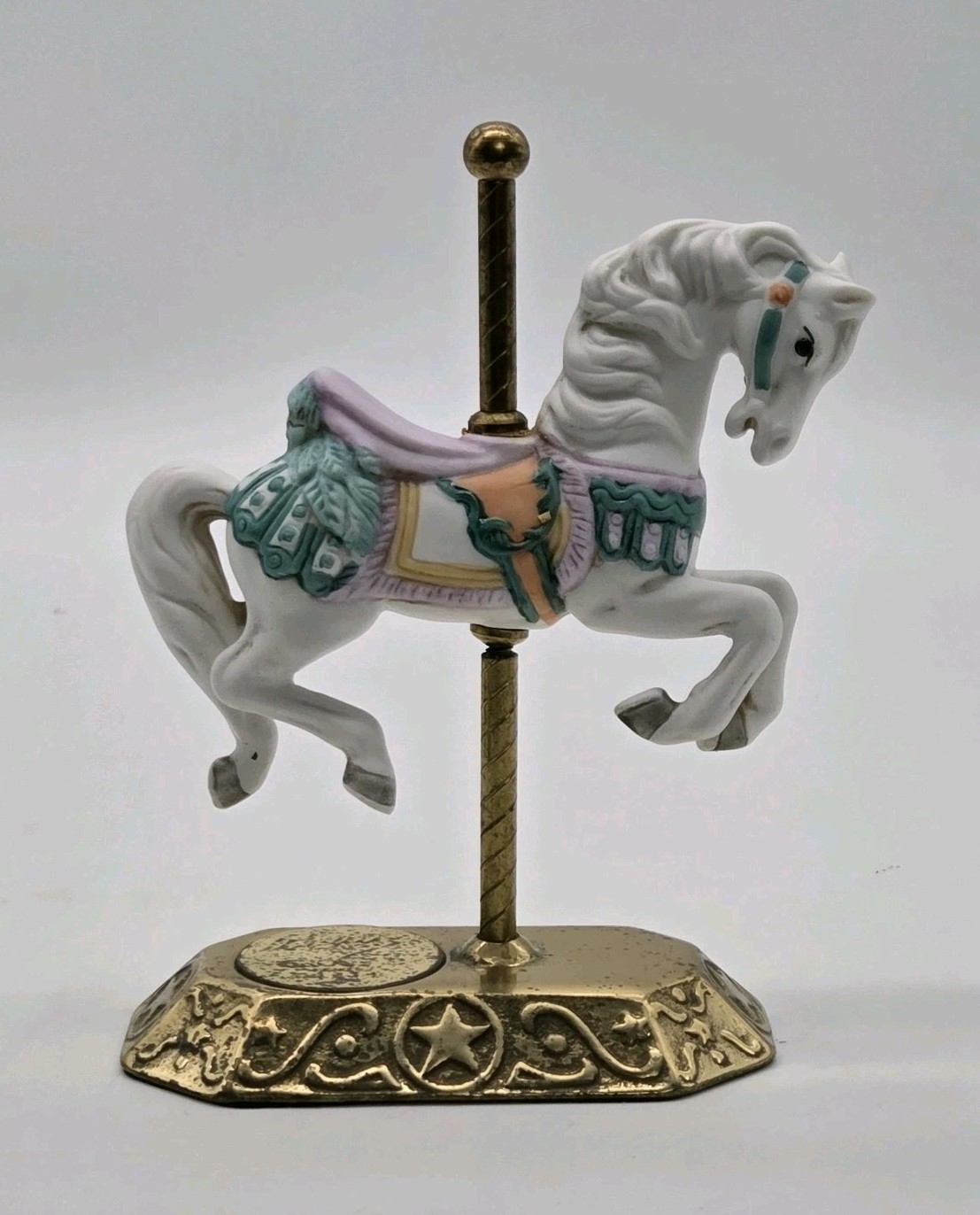 Willitts Carousel Horse Figurine Ceramic Bisque Brass Base Signed Numbered 5" 