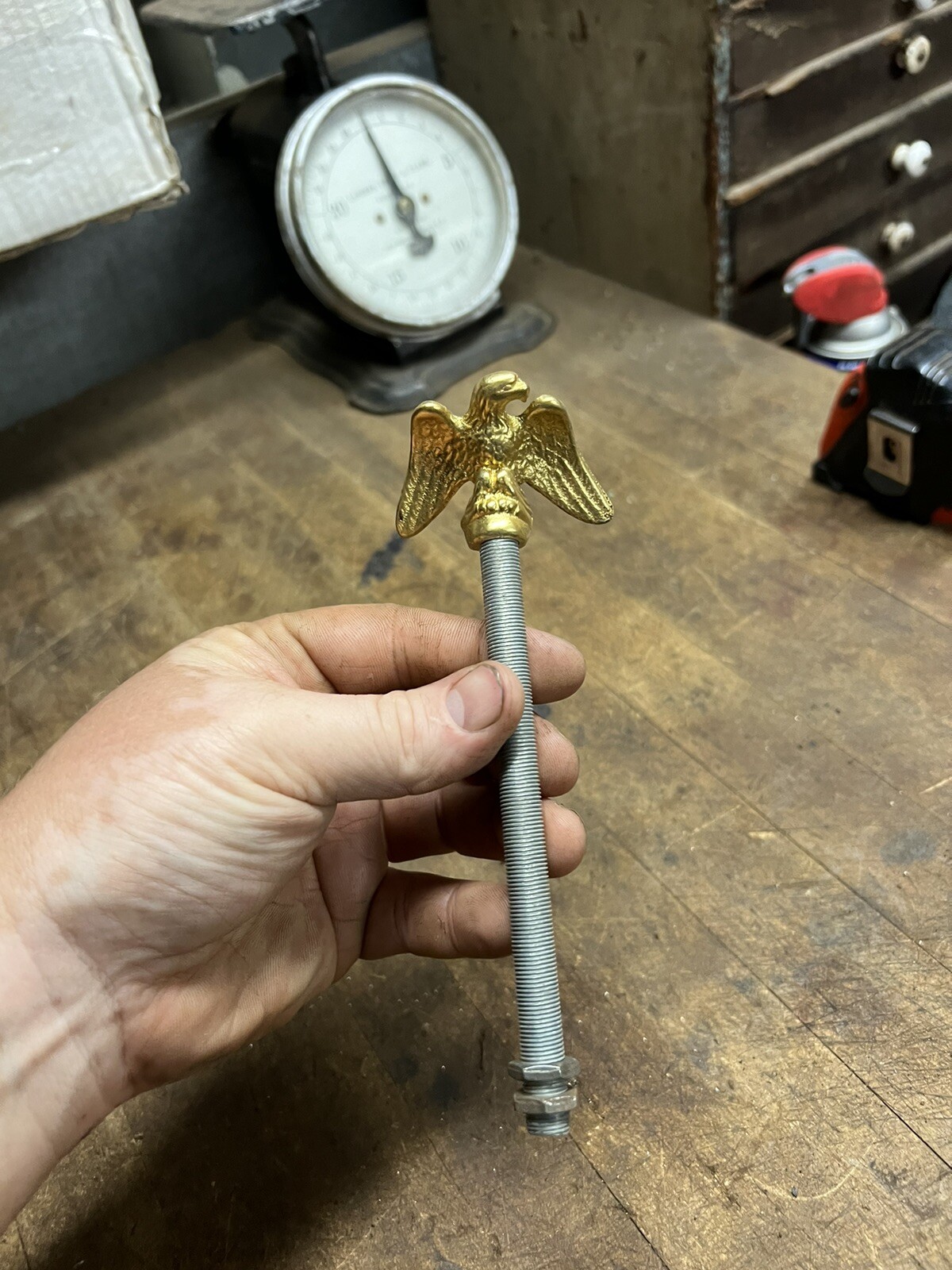 Vintage Old Coffee Grinder Mill Clock Lamp Metal Eagle Bird Finial Topper Part