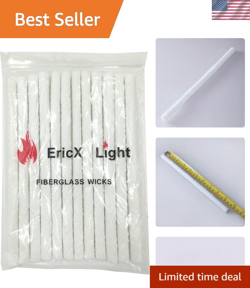 Long Life Fiberglass Replacement Wicks for Tiki Torch - 12 Piece - 0.5 by 9.8...