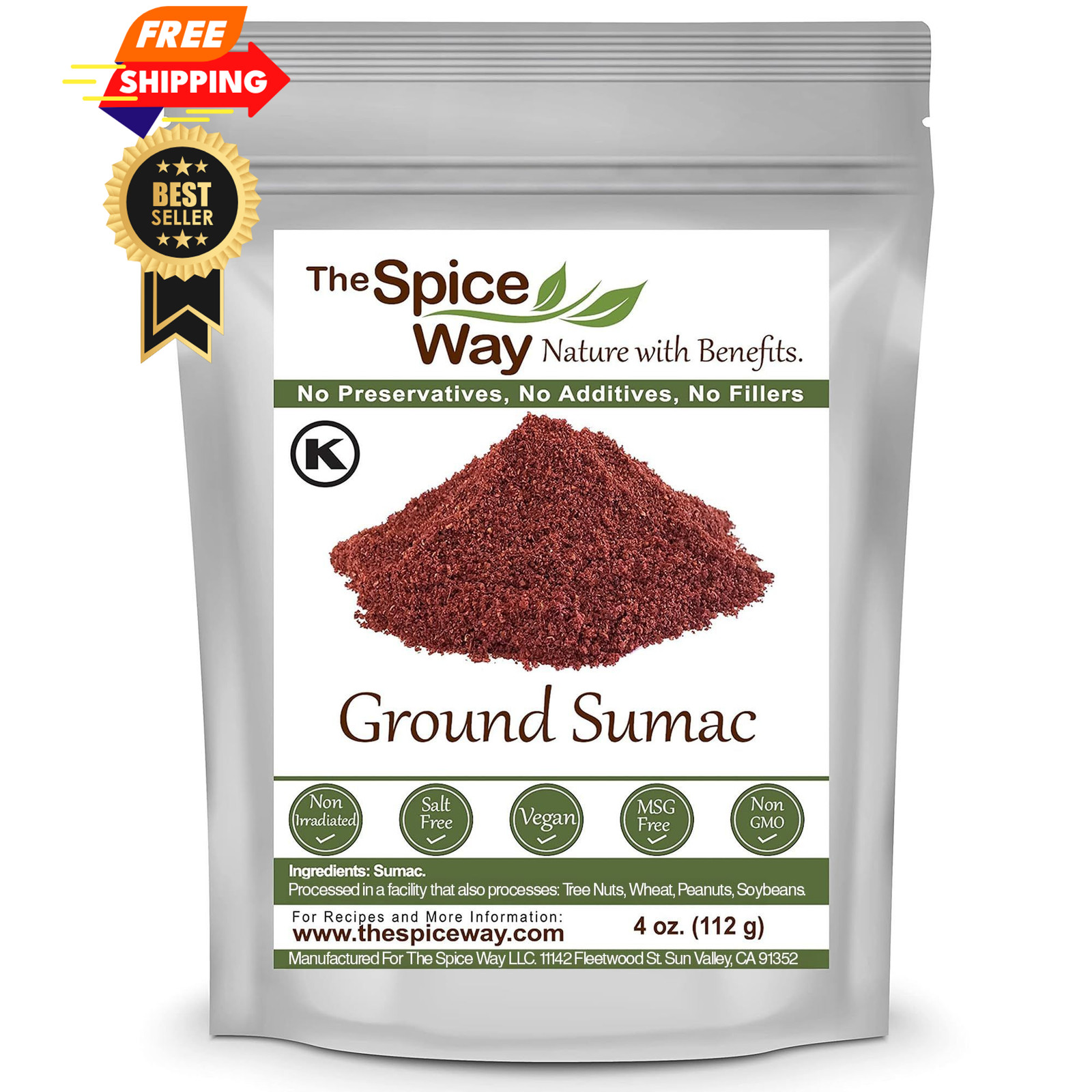 The Spice Way - Pure 100% Ground Sumac Spice, No Salt, no 4 Ounce (Pack of 1) 