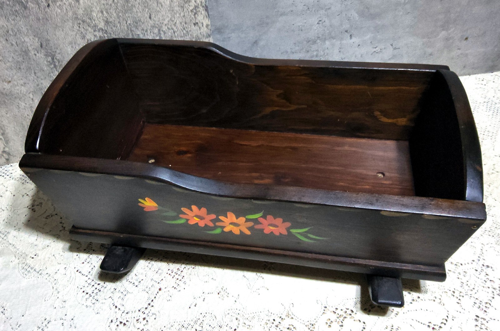 Vintage Solid Wood Handcrafted Baby Doll Rocking Cradle Dan's Pine Shop, MA