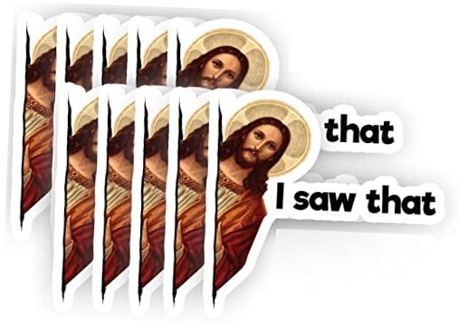 I Saw That Funny Jesus Vinyl Bumper/Window Sticker – Pack of 10, 2-Inch Decals 
