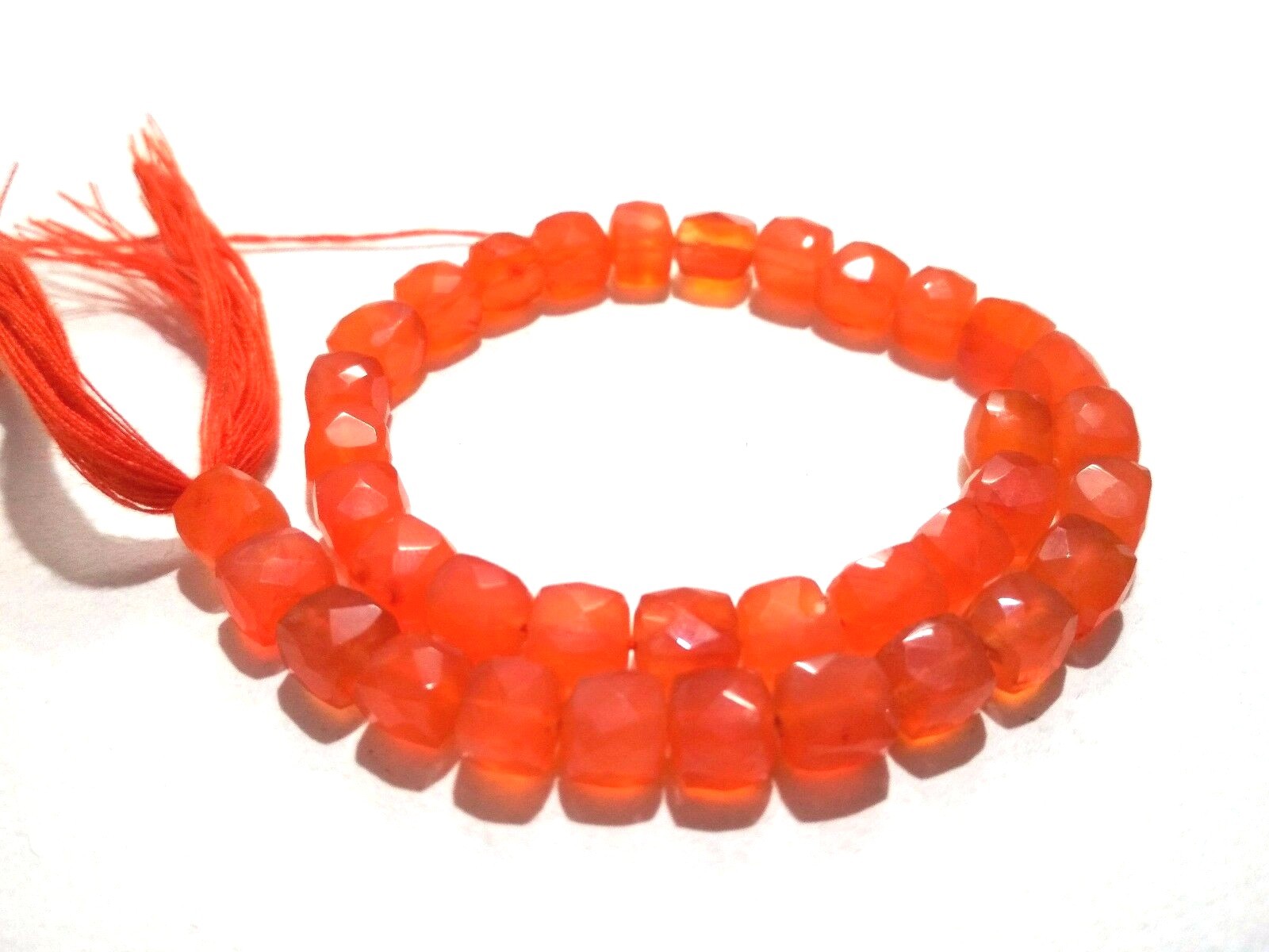 1 Strand Natural Carnelian 3D Cube Box Faceted 6-7mm Gemstone Loose Beads 7"inch