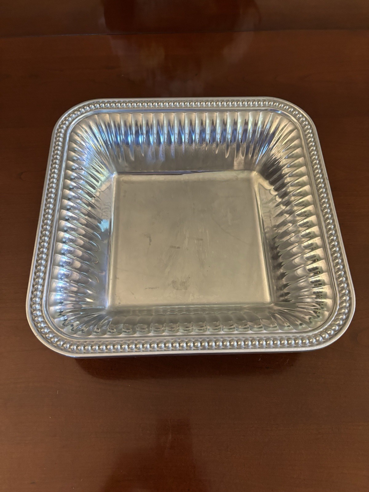 Wilton Armetale  Flutes & Pearls Square Bowl 11 3/4” X 11 3/4”