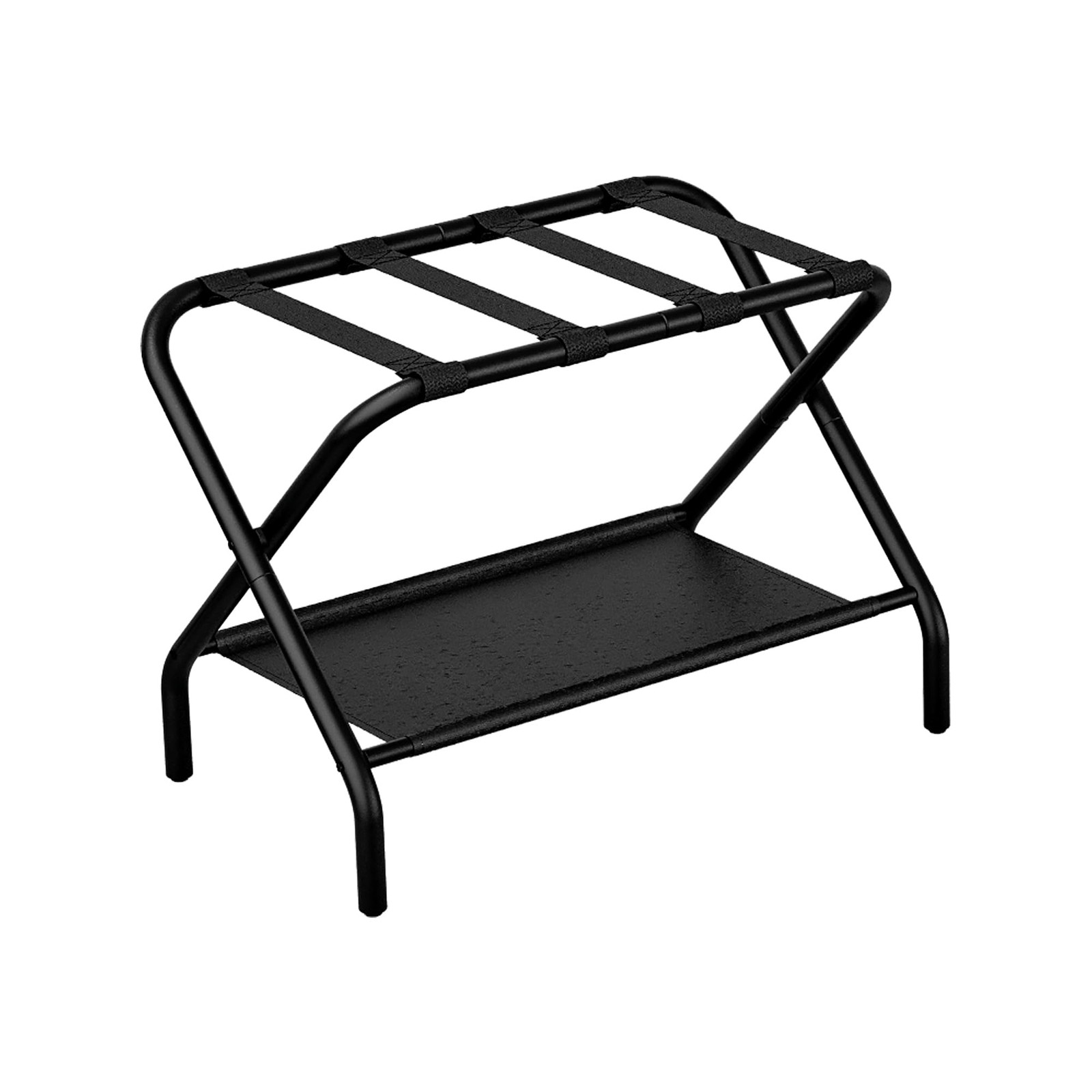 Luggage Rack for Guest Room, Folding Suitcase Stand with Shoe Shelf, Steel Po...