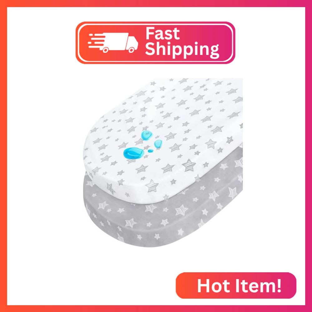 Halo Bassinet Swivel Sleeper Sheet, Waterproof 2 Pack, Universal Fit for Rectang