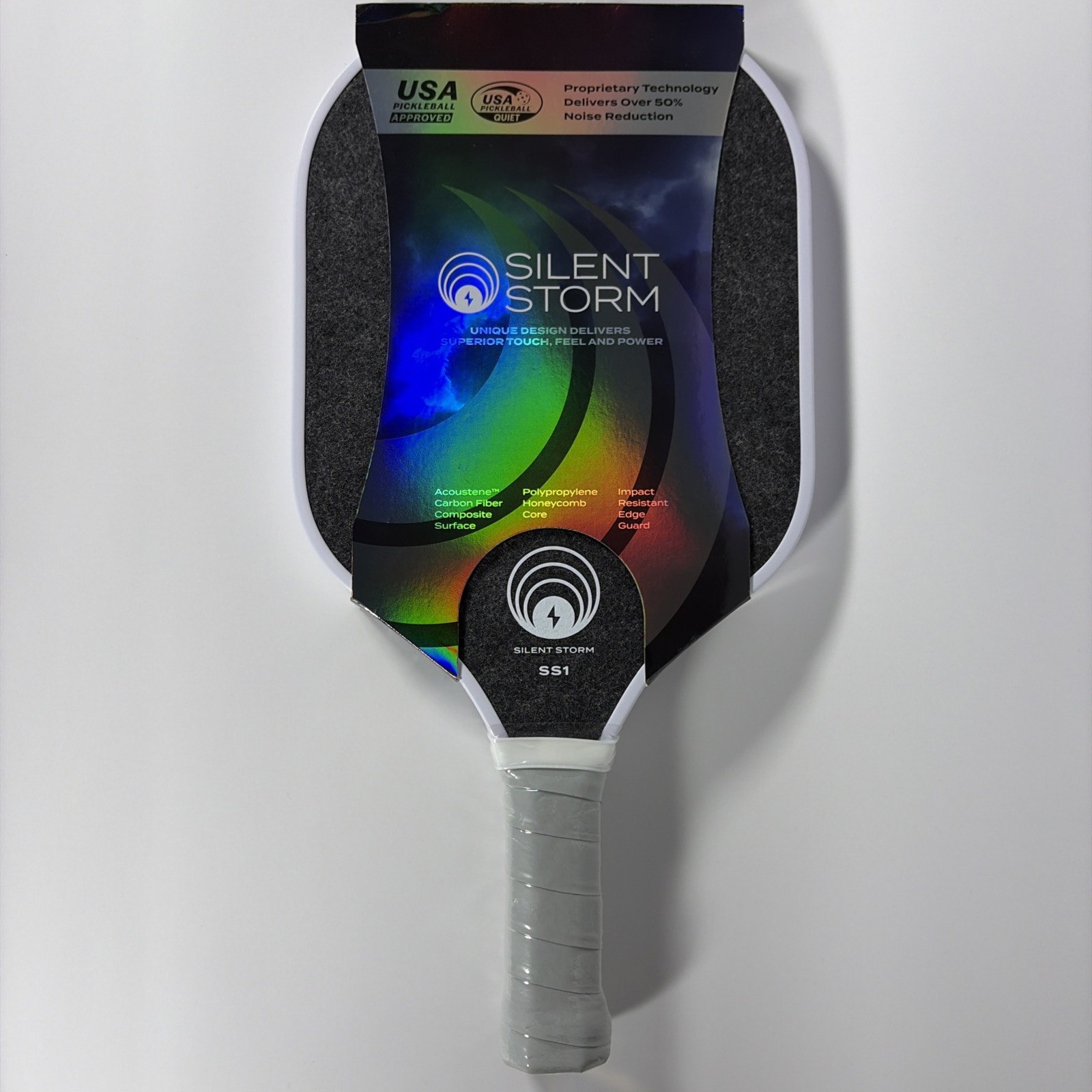 OWL Sport Silent Storm SS1 Impact Resistant Pickleball Paddle Carbon Fiber Black