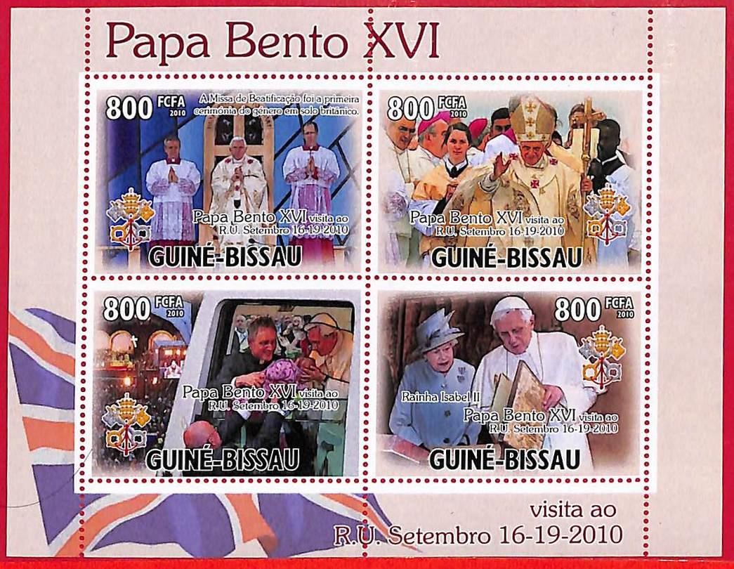 A5334 - GUINE-BISSAU - ERROR MISPERF Stamp Sheet - 2010 - Pope Benedict XVI
