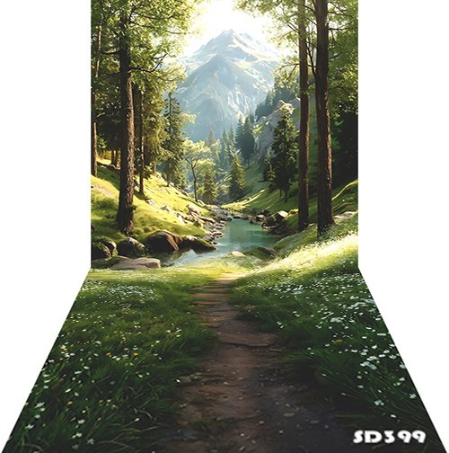 10'x20'CP Forest Stream Path Scenic Microfiber Fabric background backdrop SD399