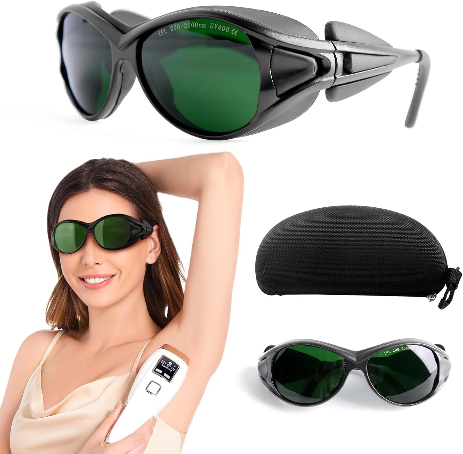 Laser Safety Glasses IPL 200-2000Nm, IPL Laser Hair Removal Glasse, Red Light Th