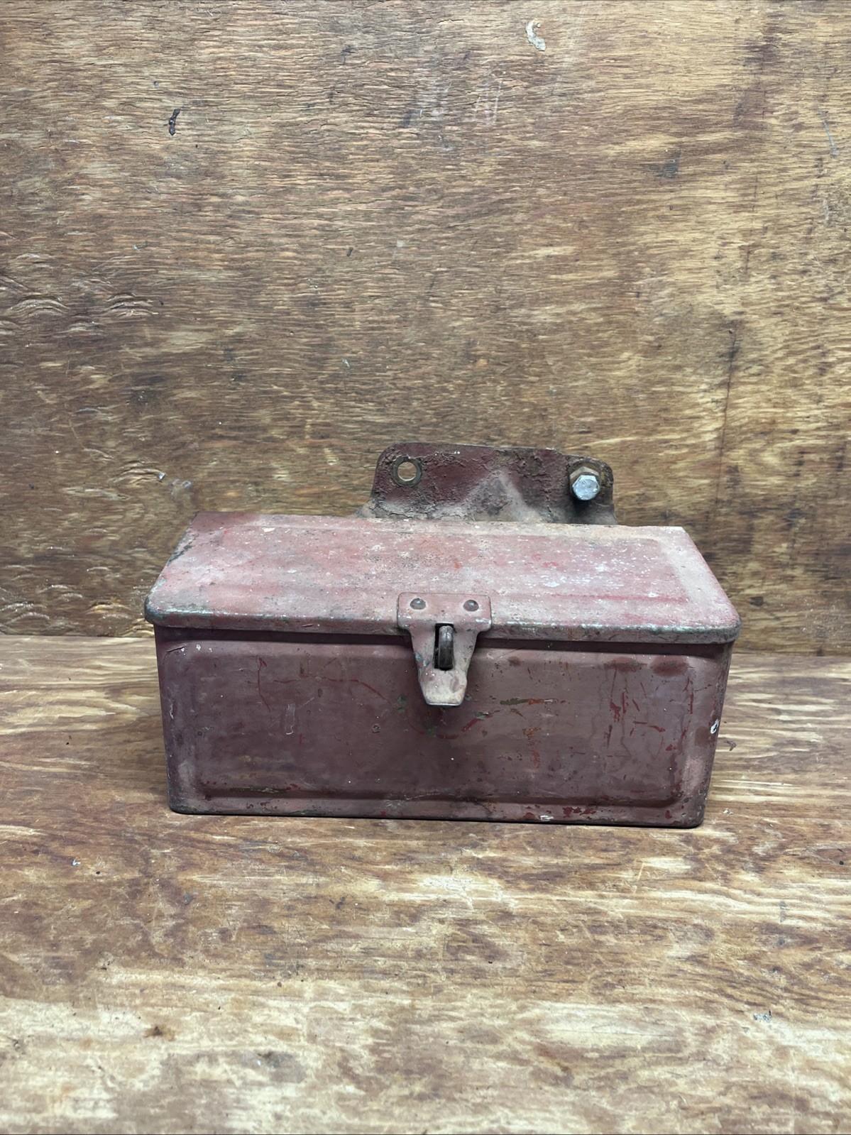Vintage Red Metal Tractor Tool Box 11-1/4 x 4-3/4 x 4-1/2