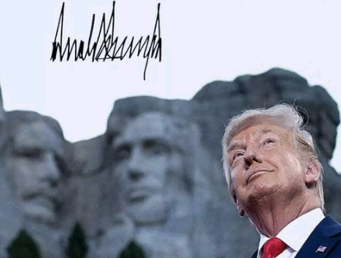 Donald Trump Signed Presidential Rushmore RP 8X10 Photo