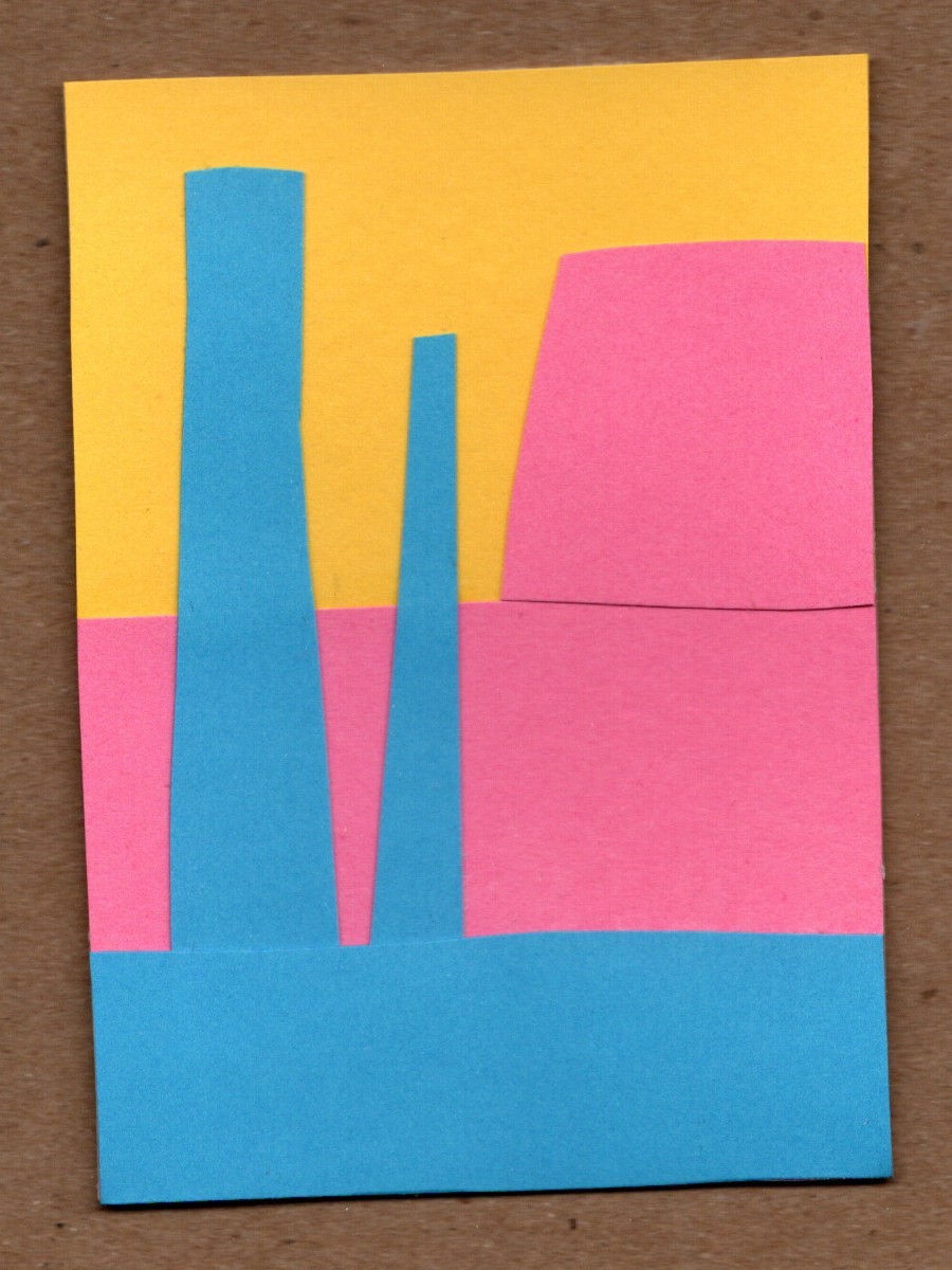 ACEO Original Minimalism Desert Landscape Fok Art Collage Mixed Media OOAK