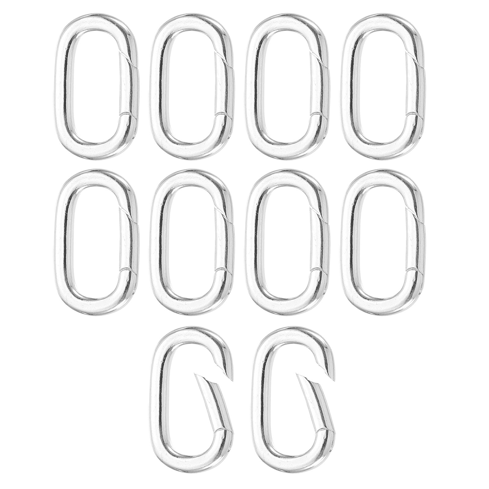 Spring Oval Clasp, 10Pcs Necklace Clasps and Closures (L, Silver)
