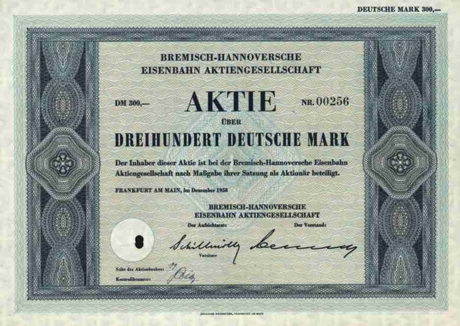 Bremen Hannoversche Eisenbahn AG 1958 Leeste Bremen 50 DM Lillienthal Tramsted