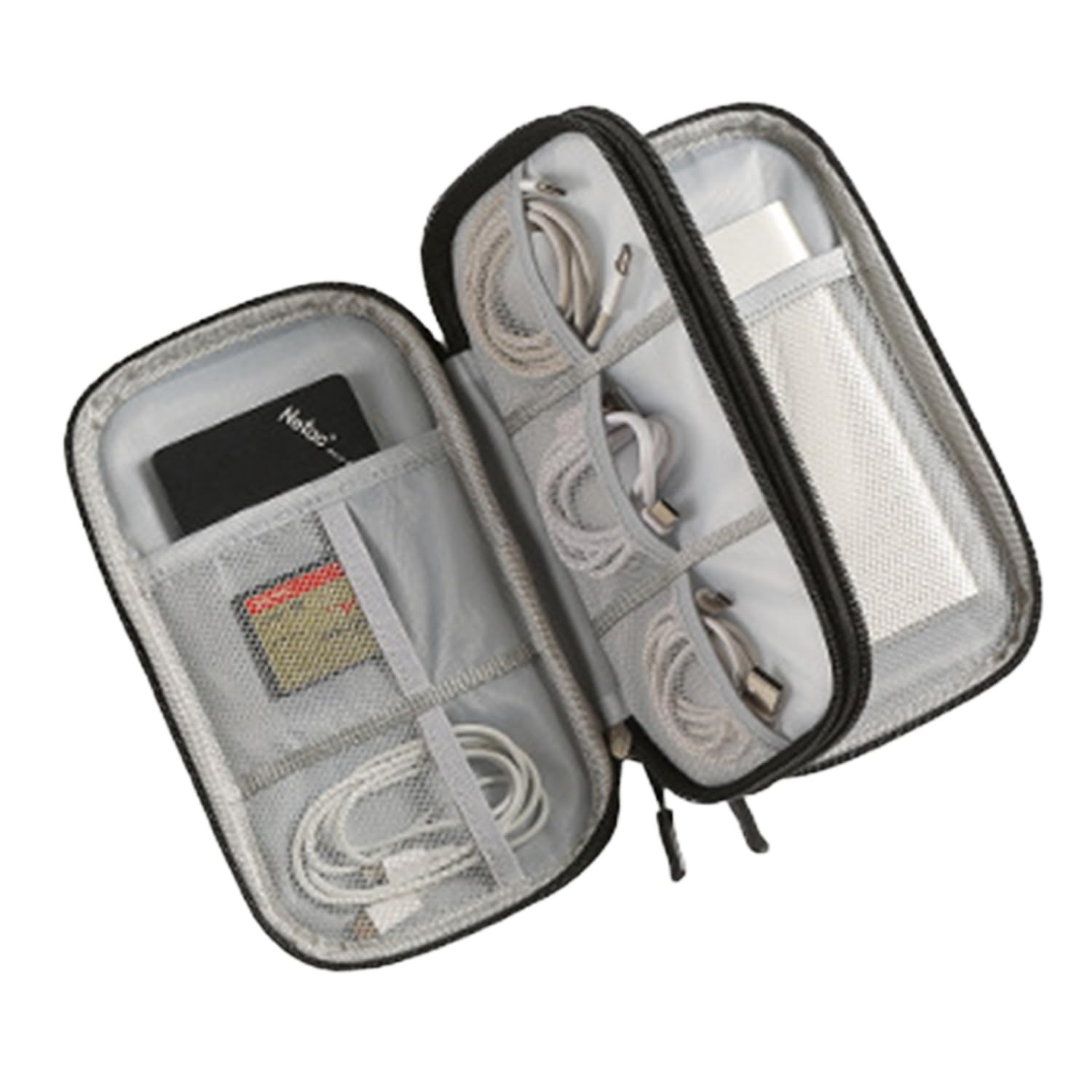 vigorm Data cable storage bag, charger, portable power bank, Medium, black 