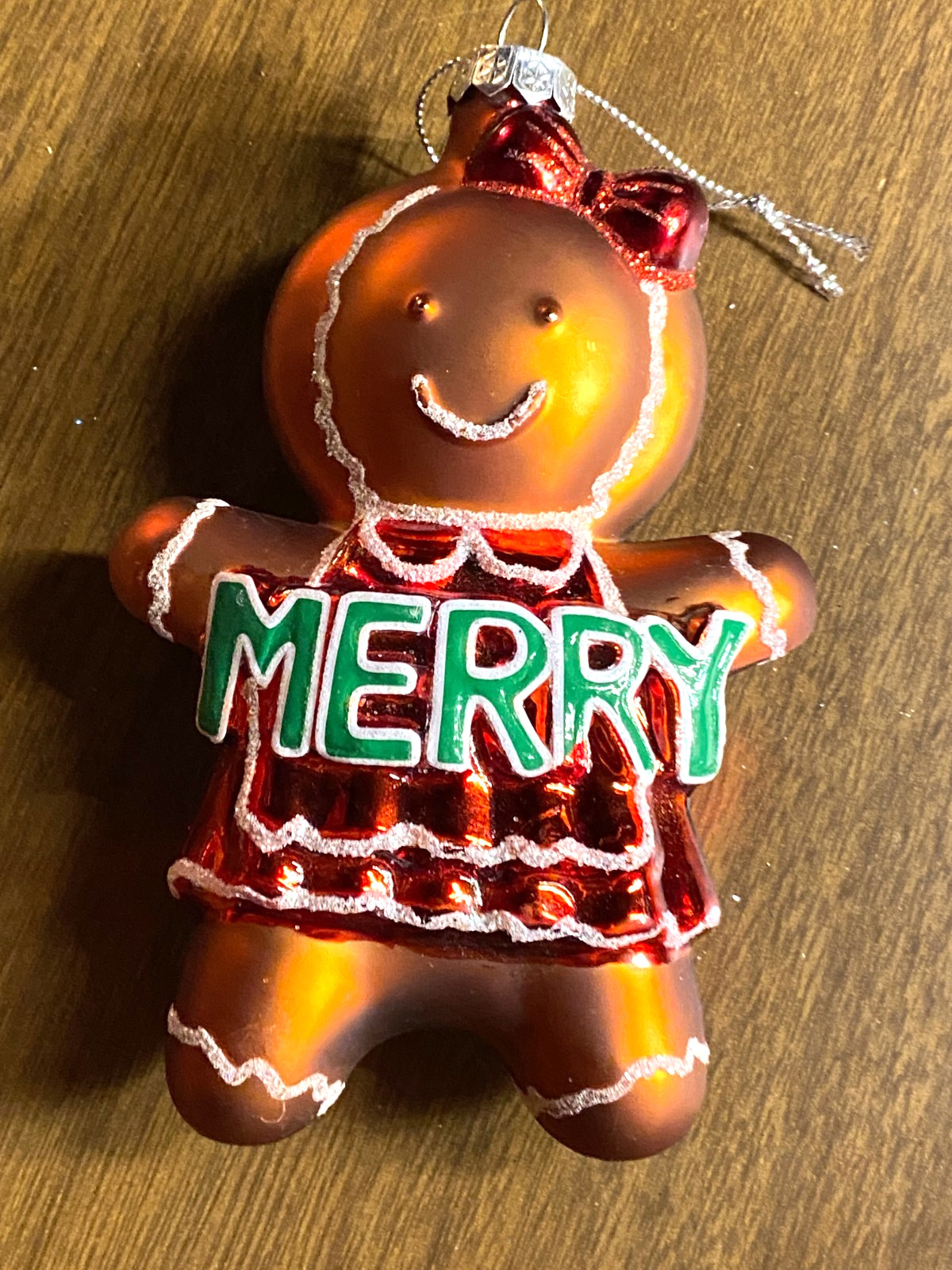 Blown Glass Gingerbread Girl Christmas Ornament 5 1/4"