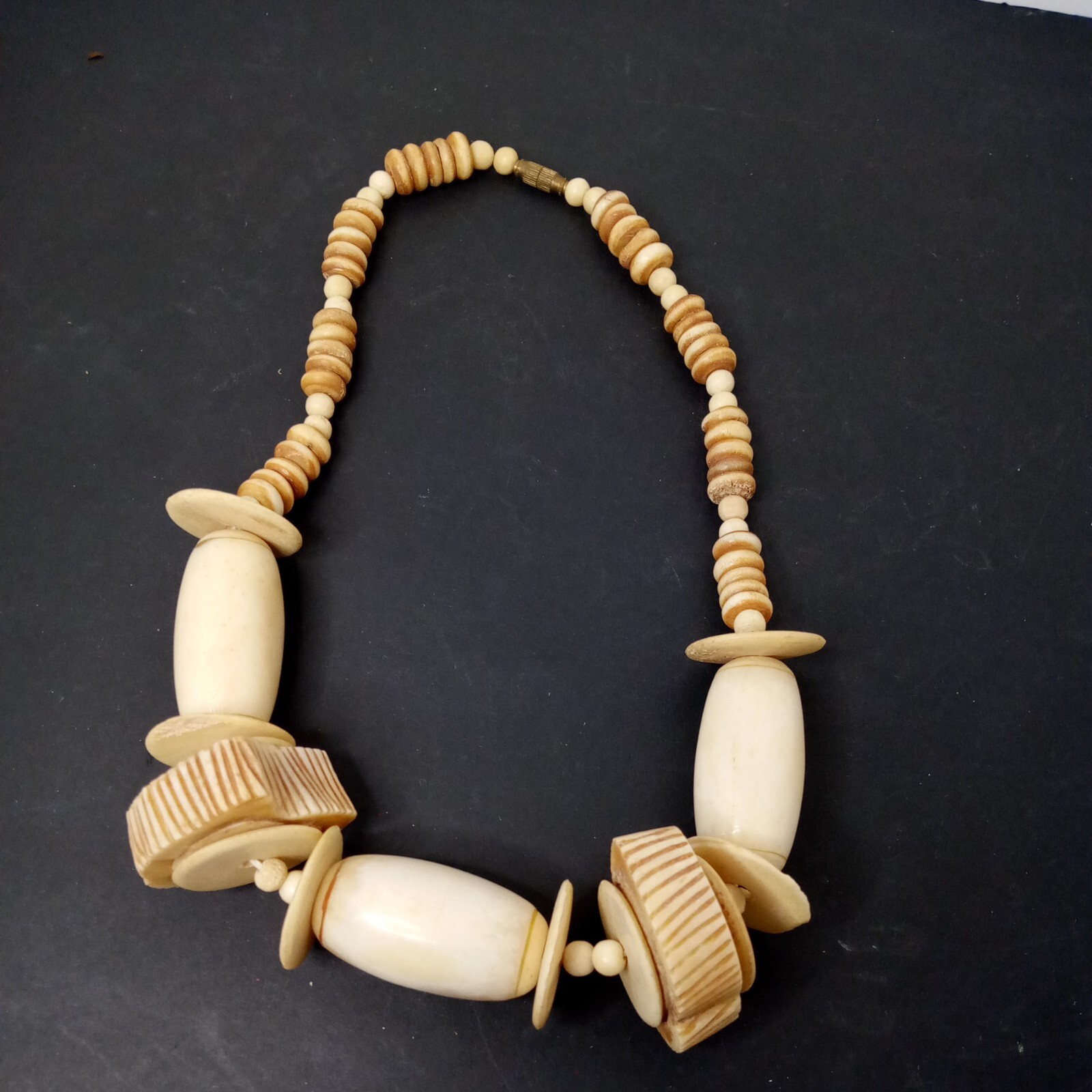 21" Vintage African Carved Necklace