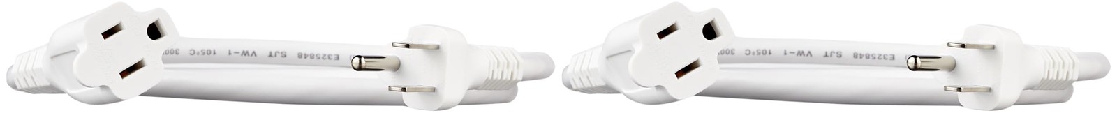 Amazon Basics Extension Cord Outlet Extender 3ft 3-Prong 13A 125V 2-Pack White