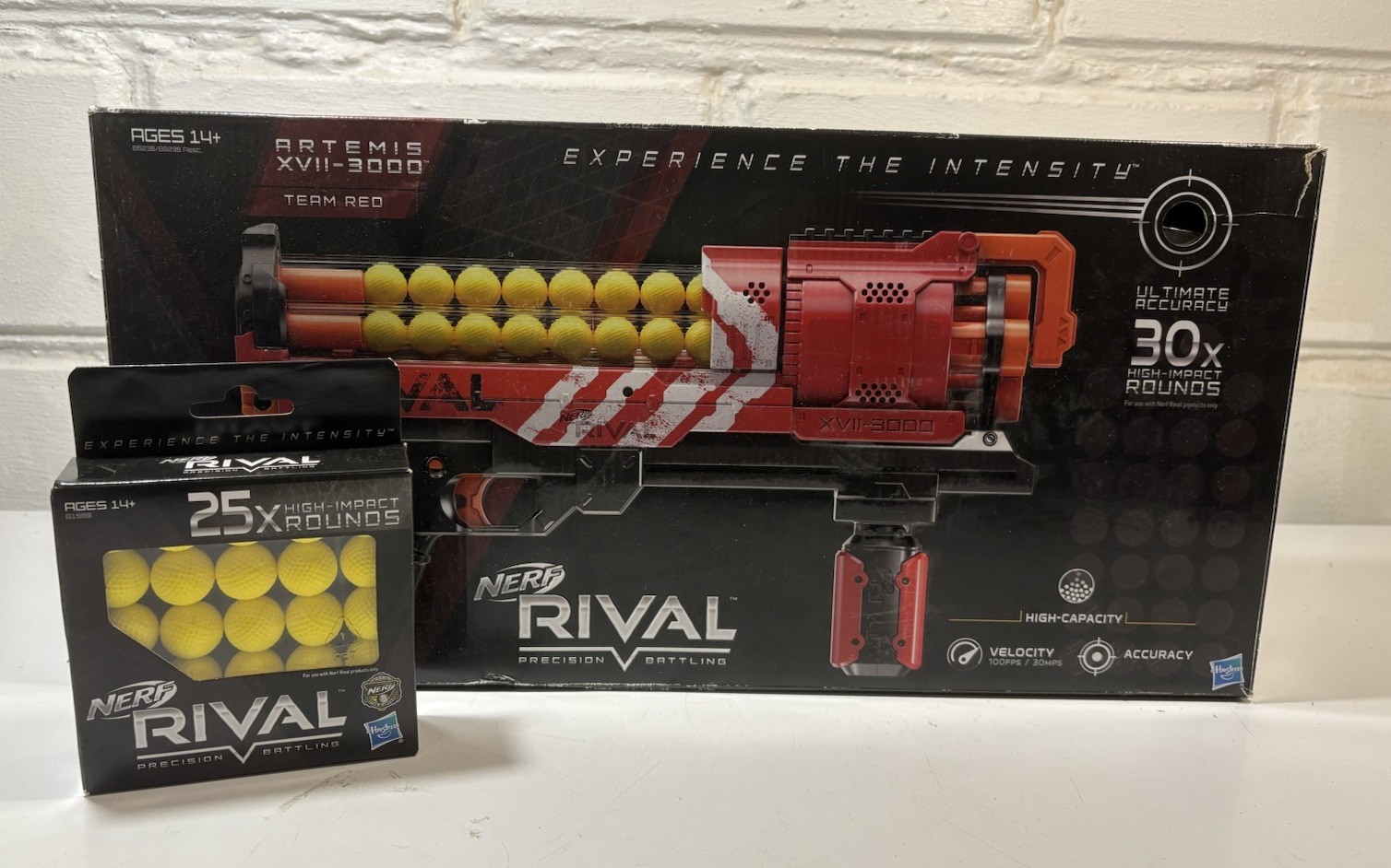 USED ONCE: Nerf Rival Artemis XVII-3000 Blaster (Red) + NEW REFILLS