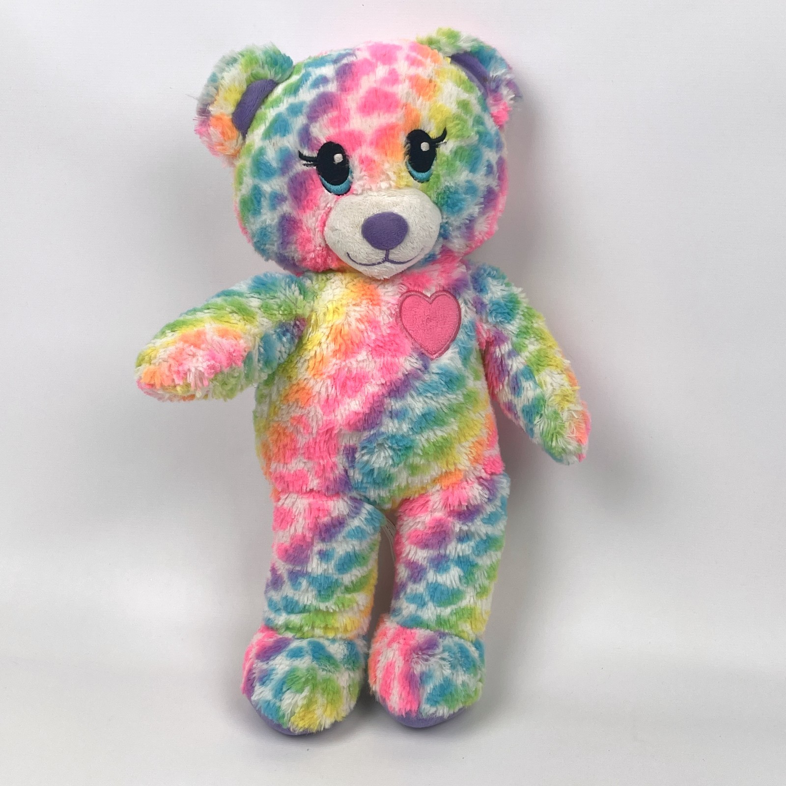 BUILD-A-BEAR WORKSHOP Secret Diary Bear RECORDABLE Rainbow Heart Fur 11" Working