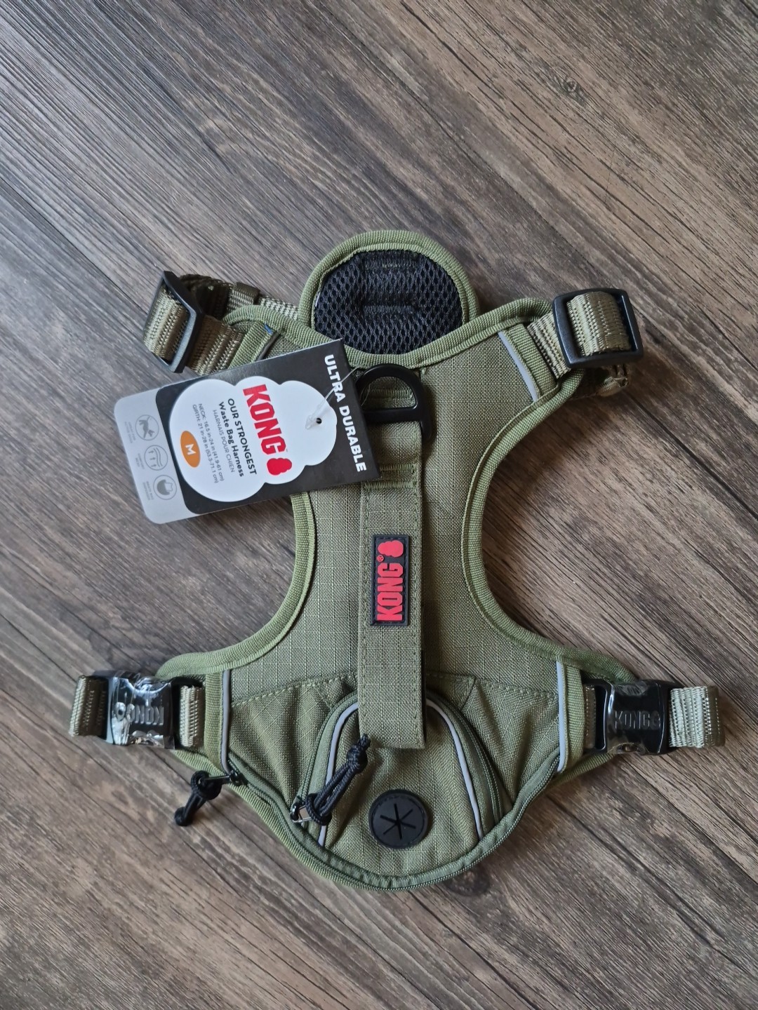 NWT KONG Ultra Durable Dog Harness GREEN Size Medium Waste Bag Pocket