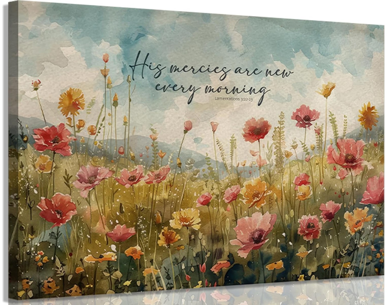 Christian Floral Canvas Wall Art Wildflowers Wall Decor Pictures Vintage Bibl...